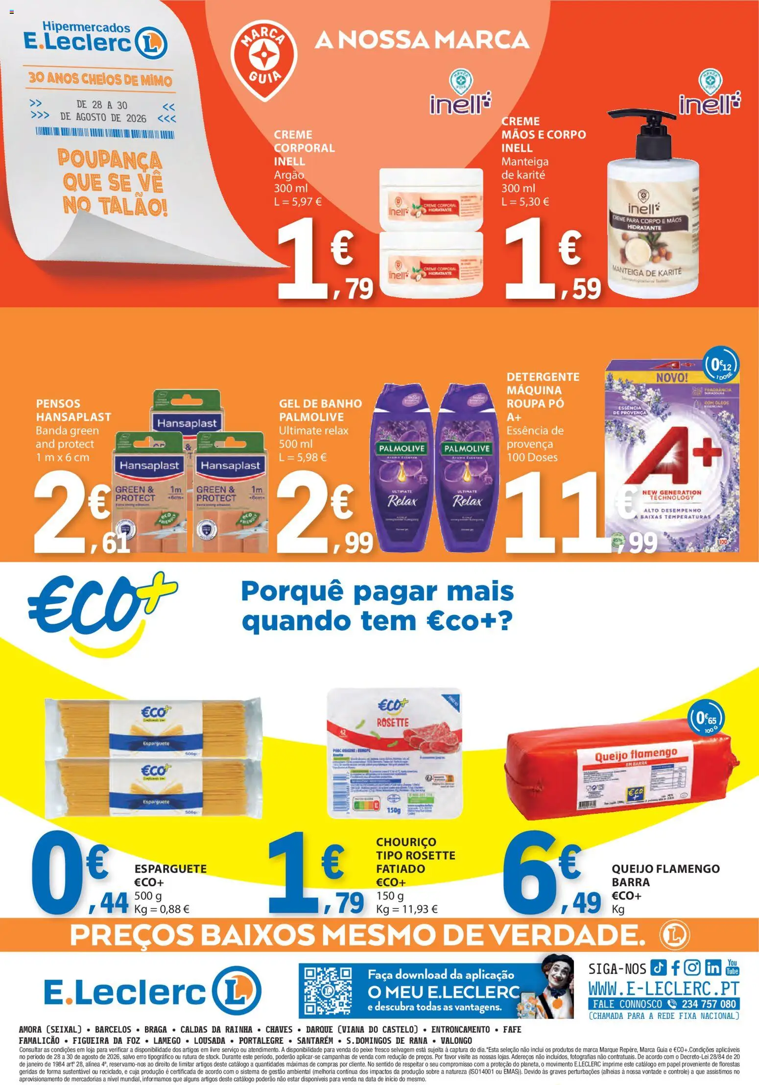 E.Leclerc Catálogo Fim de Semana │ válido de 28/08/2026 | Página: 4 | Produtos: Queijo, Chouriço, Peixe, Manteiga de karité