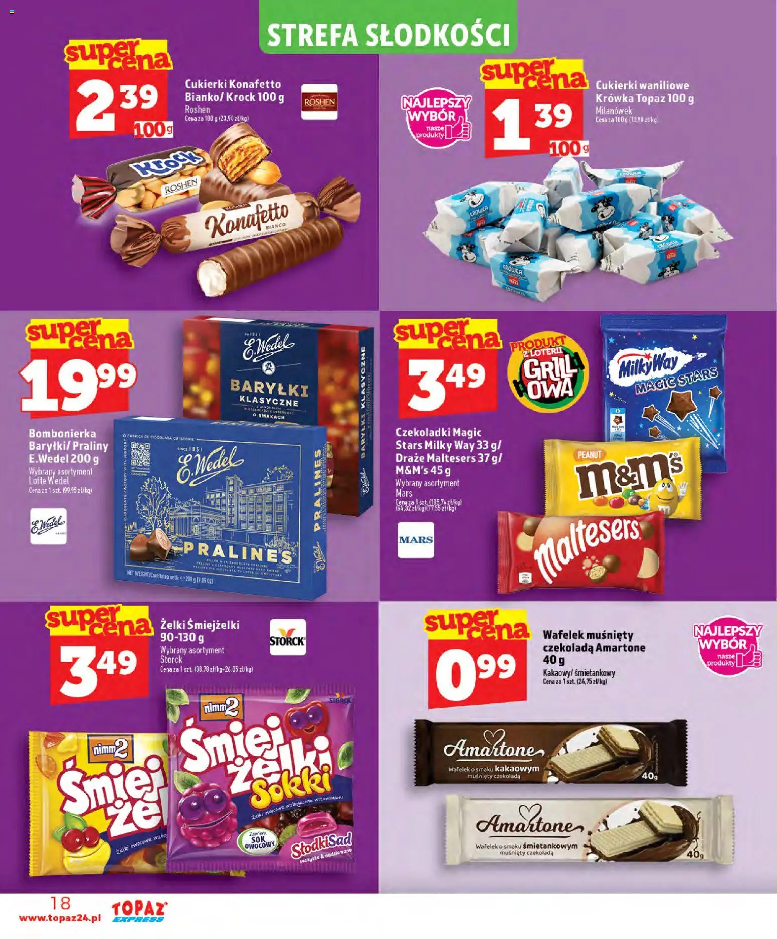 Topaz gazetka - Express od 11.06.2026 | Strona: 18 | Produkty: Praliny, M&M's, Żelki, Czekolada