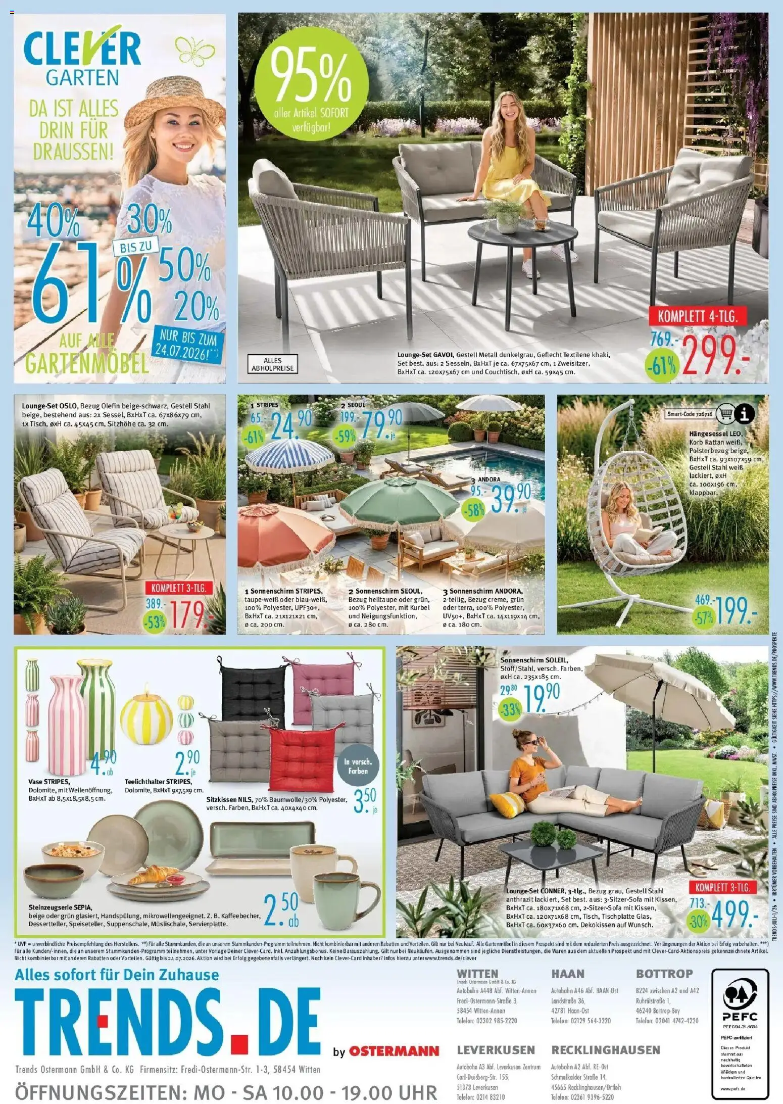 Trends - Ostermann Trends: Neue Möbel wirken Wunder. – gültig ab 10.07.2026 | Seite: 8 | Produkte: Gartenmöbel, Korb, Vase, Sonnenschirm