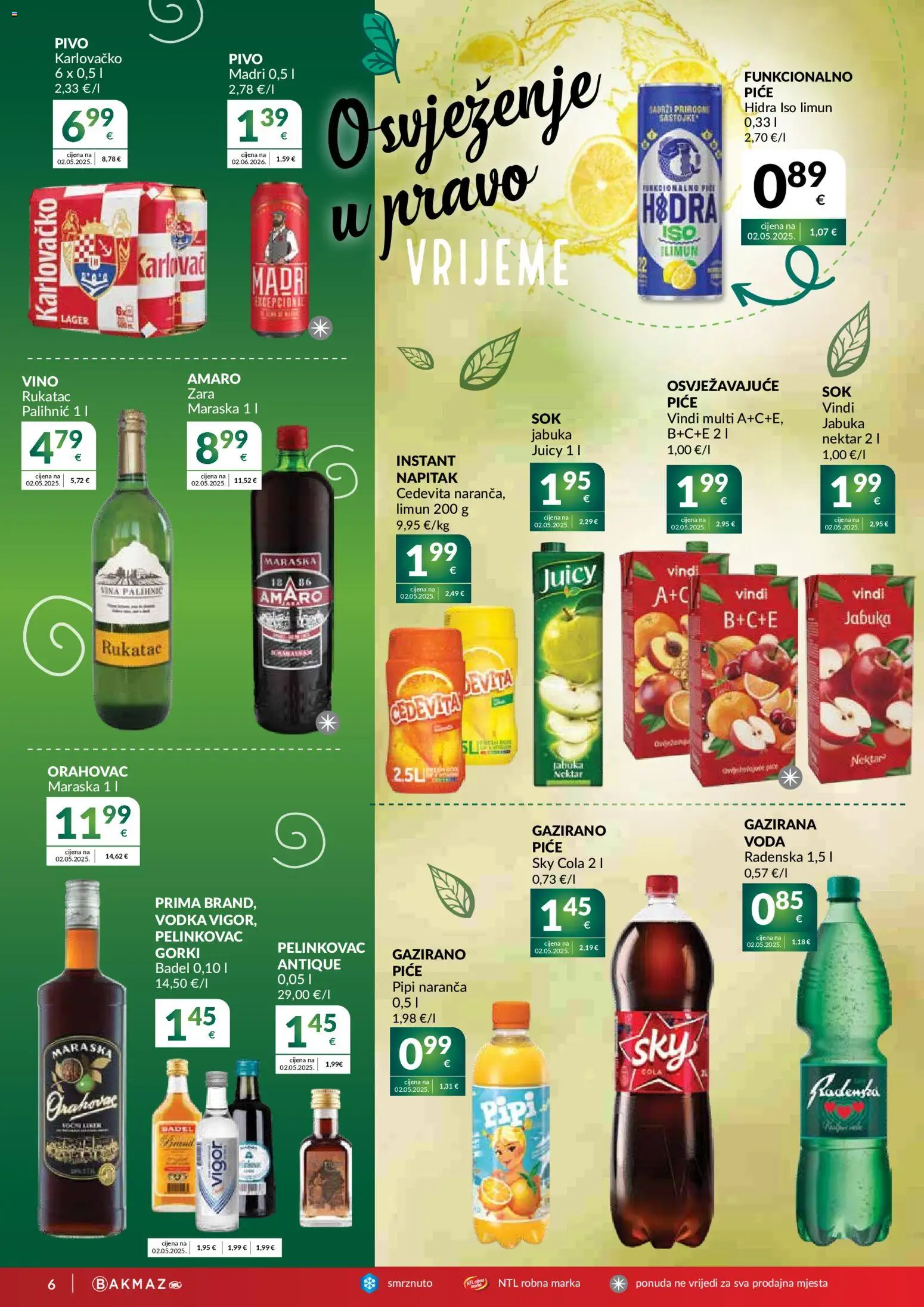 Bakmaz katalog | vrijedi od 08.07.2026 | Stranica: 6 | Proizvodi: Sky Cola, Voda, Cedevita, Jabuka