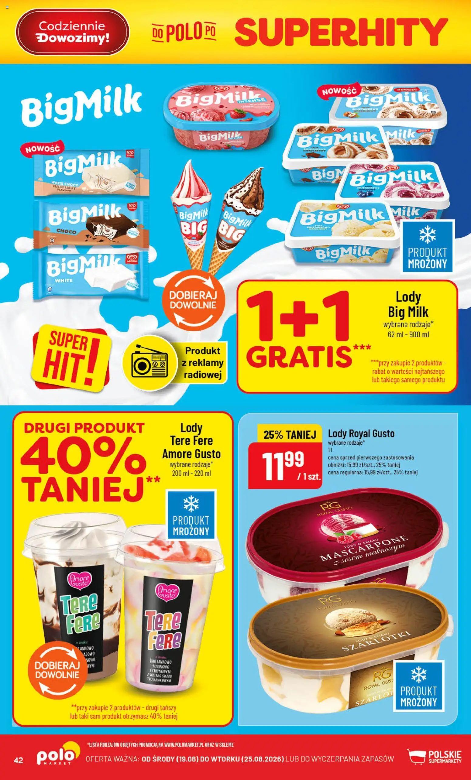 POLOmarket gazetka od 19.08.2026 | Strona: 42 | Produkty: Big Milk, Mascarpone, Lody Big Milk, Lody