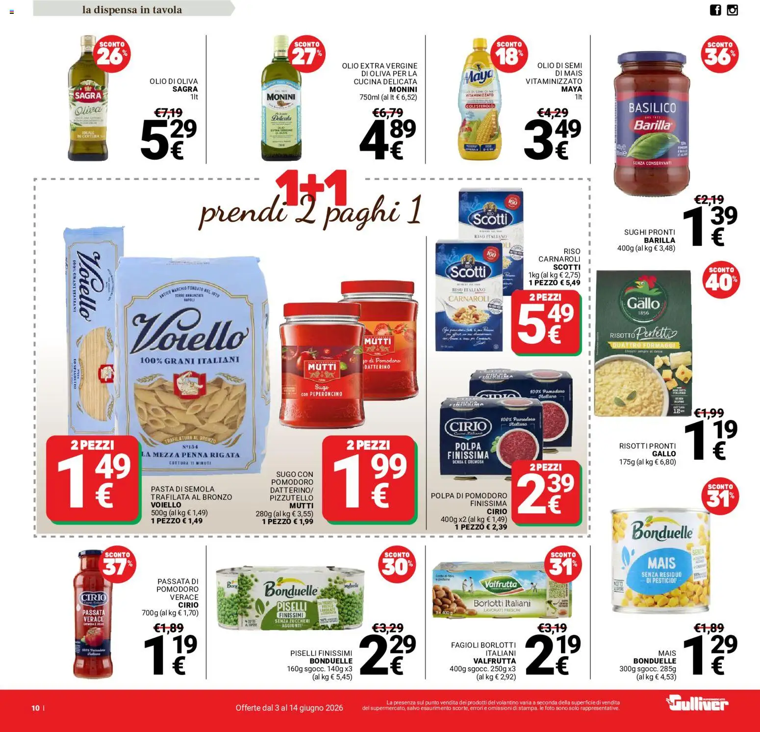 Volantino Gulliver del 03.06.2026 | Pagina: 10 | Prodotti: Olio, Olio extra vergine, Stampa, Sugo