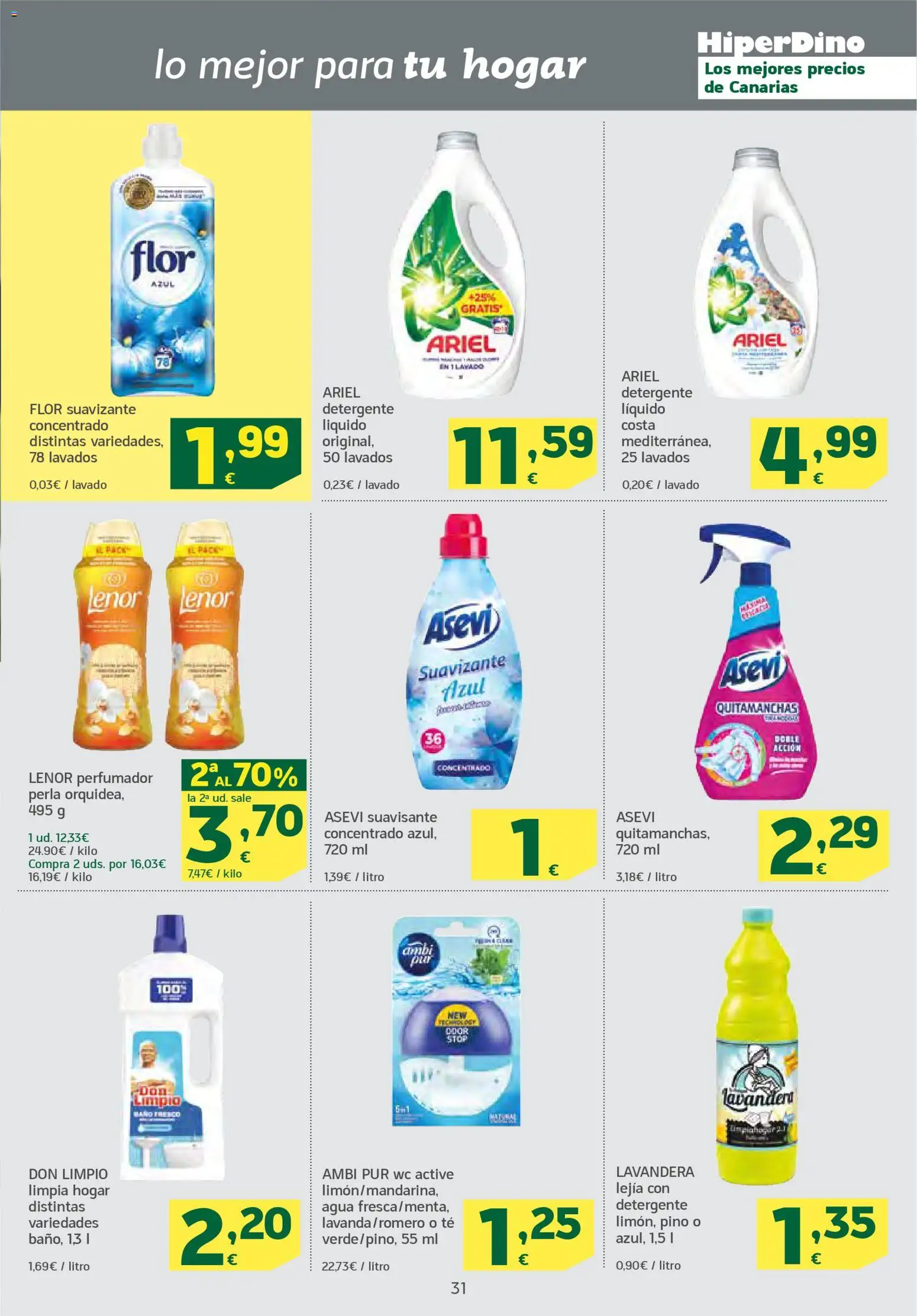 HiperDino folleto │ válido desde el 10.03.2026 | Página: 31 | Productos: Quitamanchas, Té, Detergente líquido, Suavizante