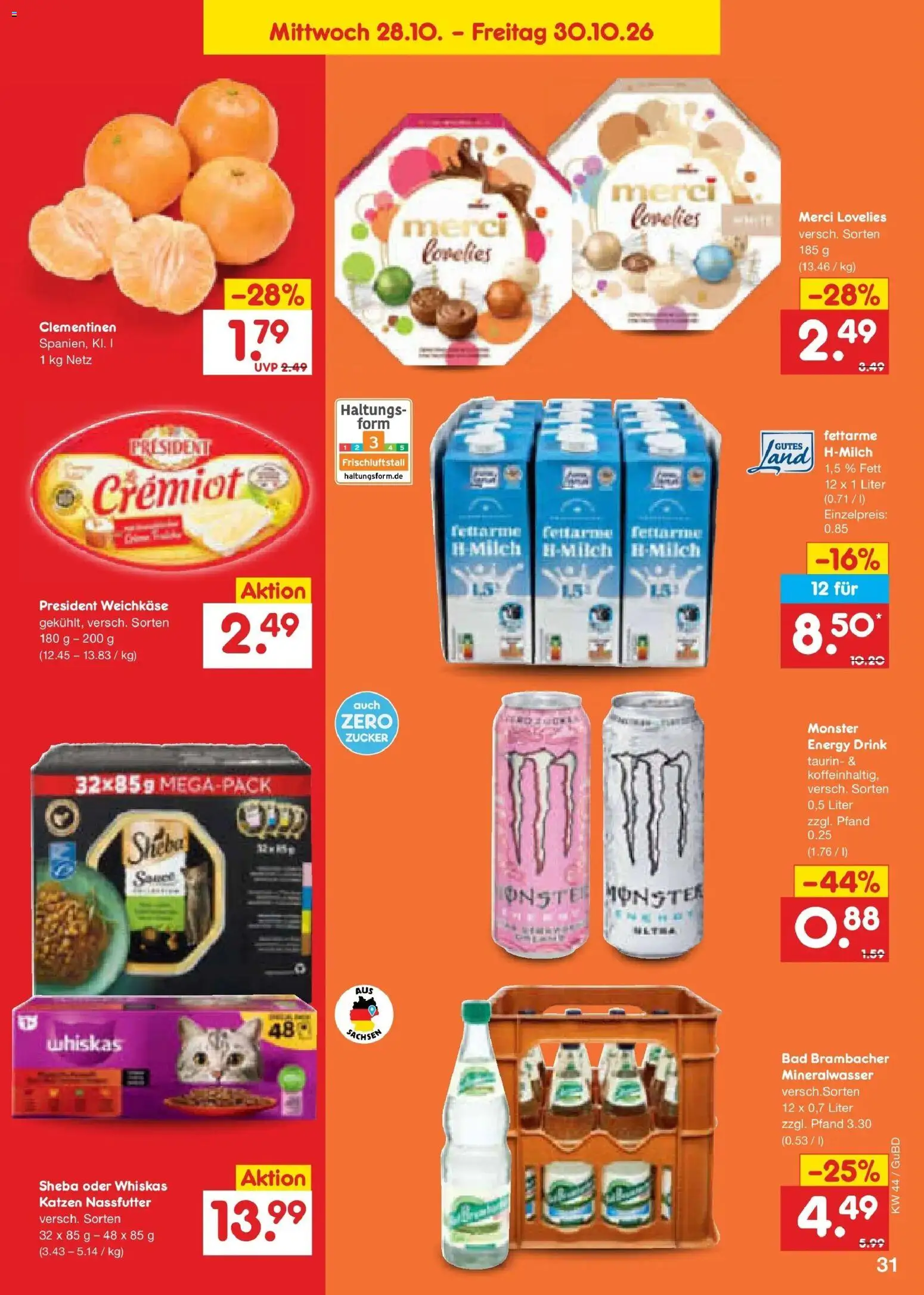 Netto Marken-Discount Prospekt Augustusburg – gültig ab 26.10.2026 | Seite: 47 | Produkte: Sheba, Milch, Bad, Mineralwasser