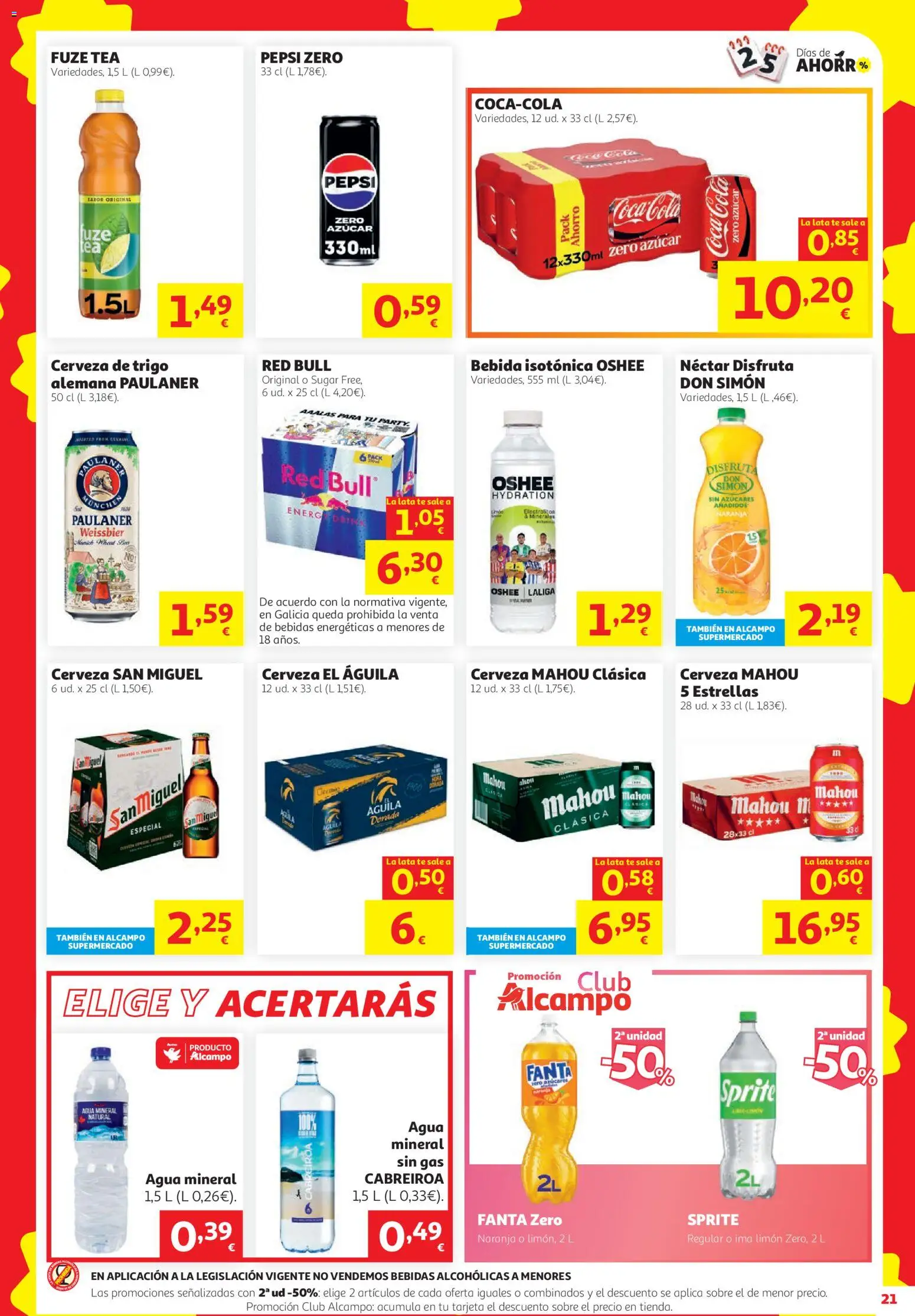 Alcampo HG Unico │ válido desde el 08/10/2026 | Página: 21 | Productos: Bebida isotónica, Té, Pepsi, Bebidas