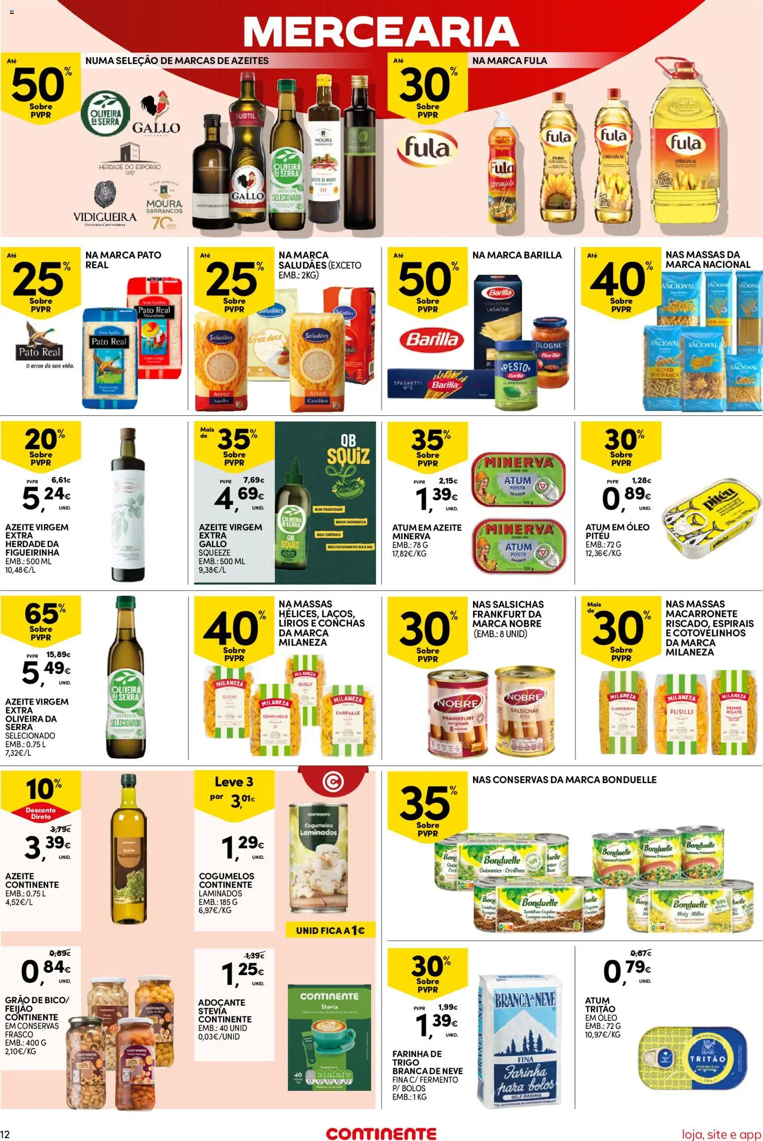 Continente Semanal Continente Bom Dia │ válido de 30/06/2026 | Página: 12 | Produtos: Atum, Stevia, Adoçante, Cogumelos