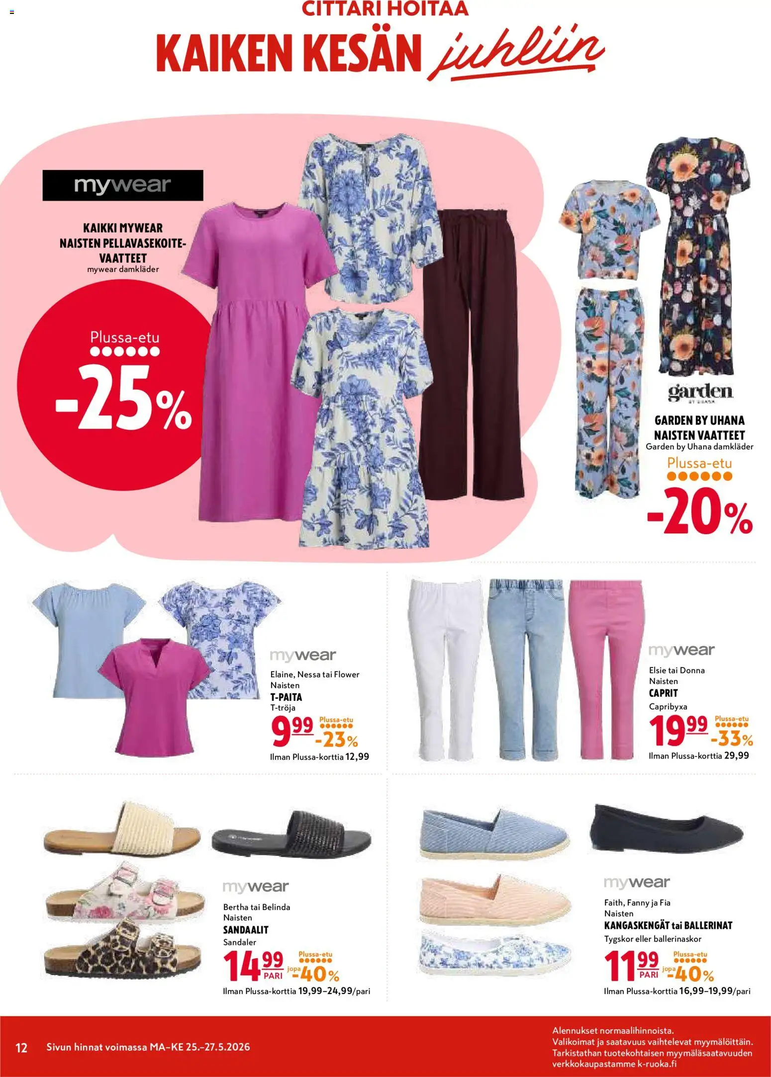 K-Citymarket tarjoukset – voimassa 25.05.2026 alkaen | Sivu: 4 | Tuotteet: Vaatteet, Ballerinat, Sandaalit