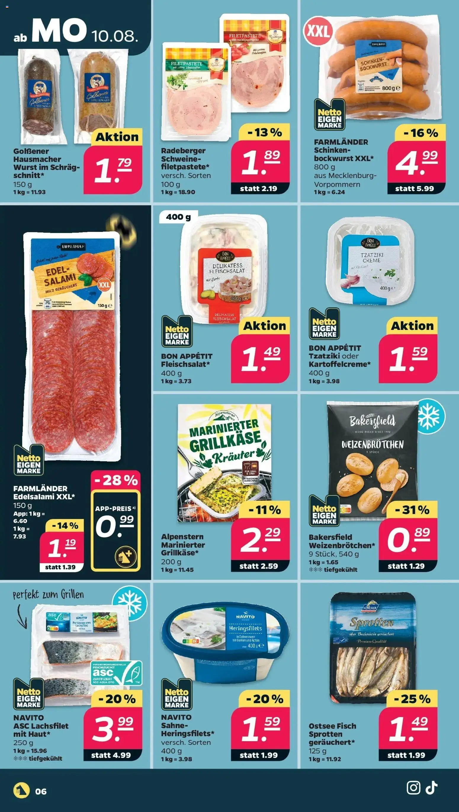 Netto - Netto APS : Wochenangebote ab 10.08.2026 → Angebote nächste Woche | Seite: 8 | Produkte: Bockwurst, Creme, Wurst, Sahne