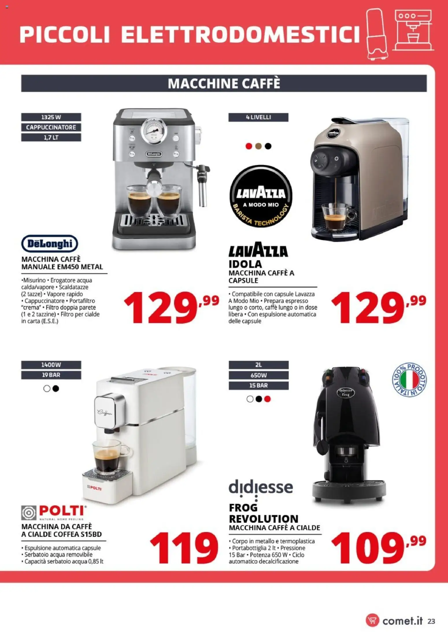 Volantino Comet del 21/08/2026 | Pagina: 23 | Prodotti: Caffè, Acqua, Cialde, Lavazza
