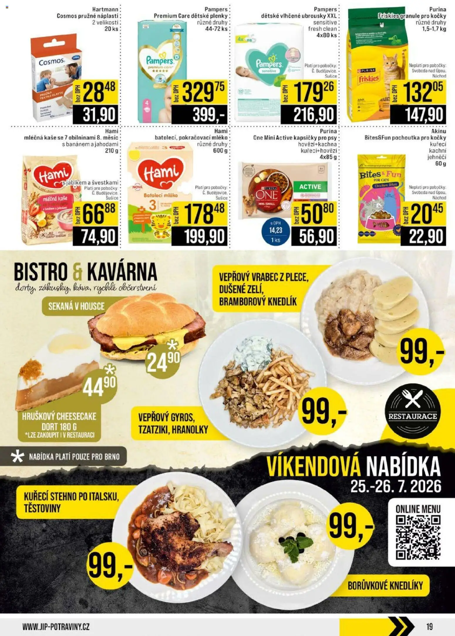 Jip leták - Cash & Carry od 22.07.2026 | Strana: 19 | Produkty: Těstoviny, Ubrousky, Granule pro kočky, Cheesecake