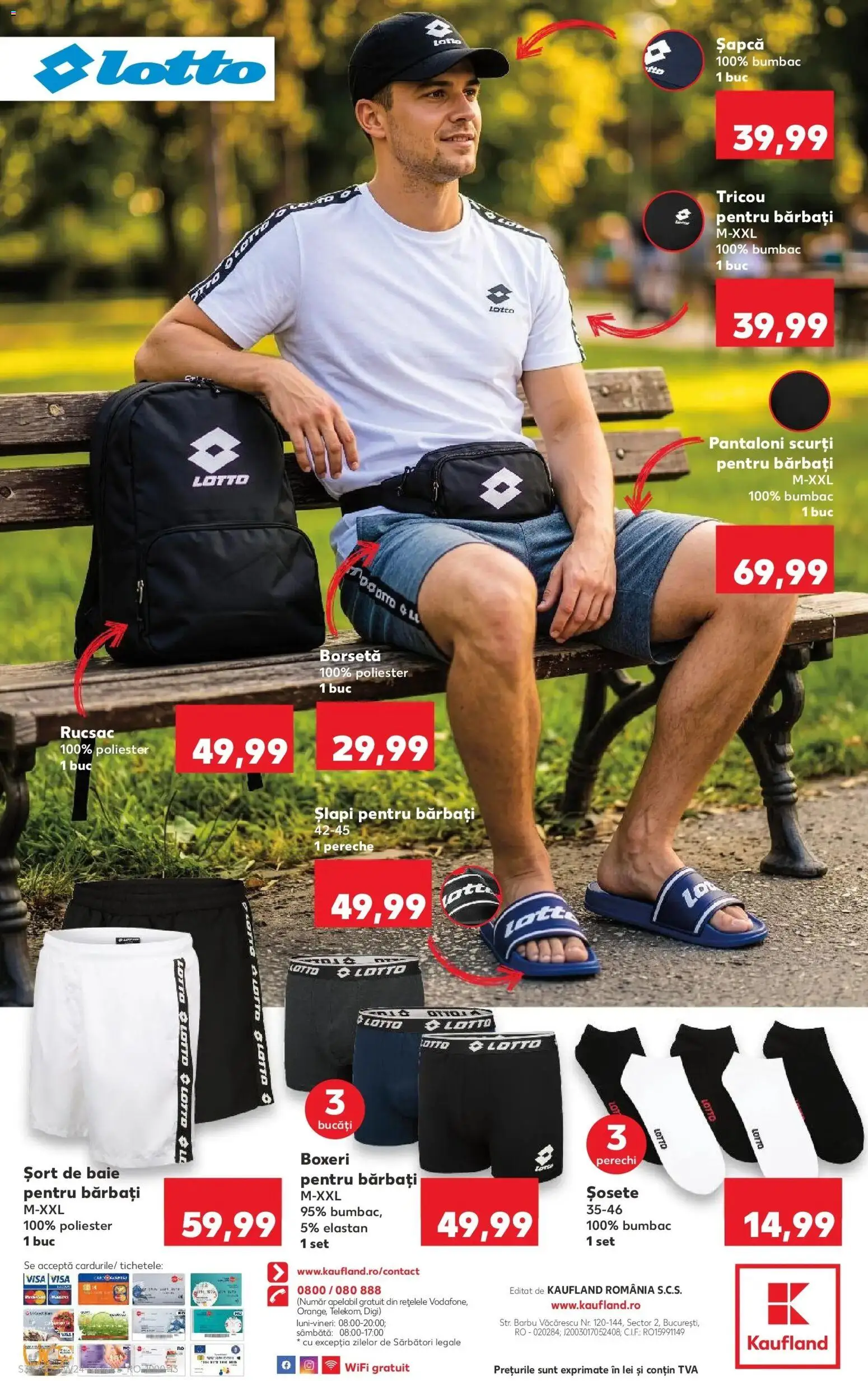 Noul catalog Kaufland – valabil de la 10.06.2026 | Pagină: 32 | Produse: Șapcă, Șort de baie, Pantaloni, Rucsac