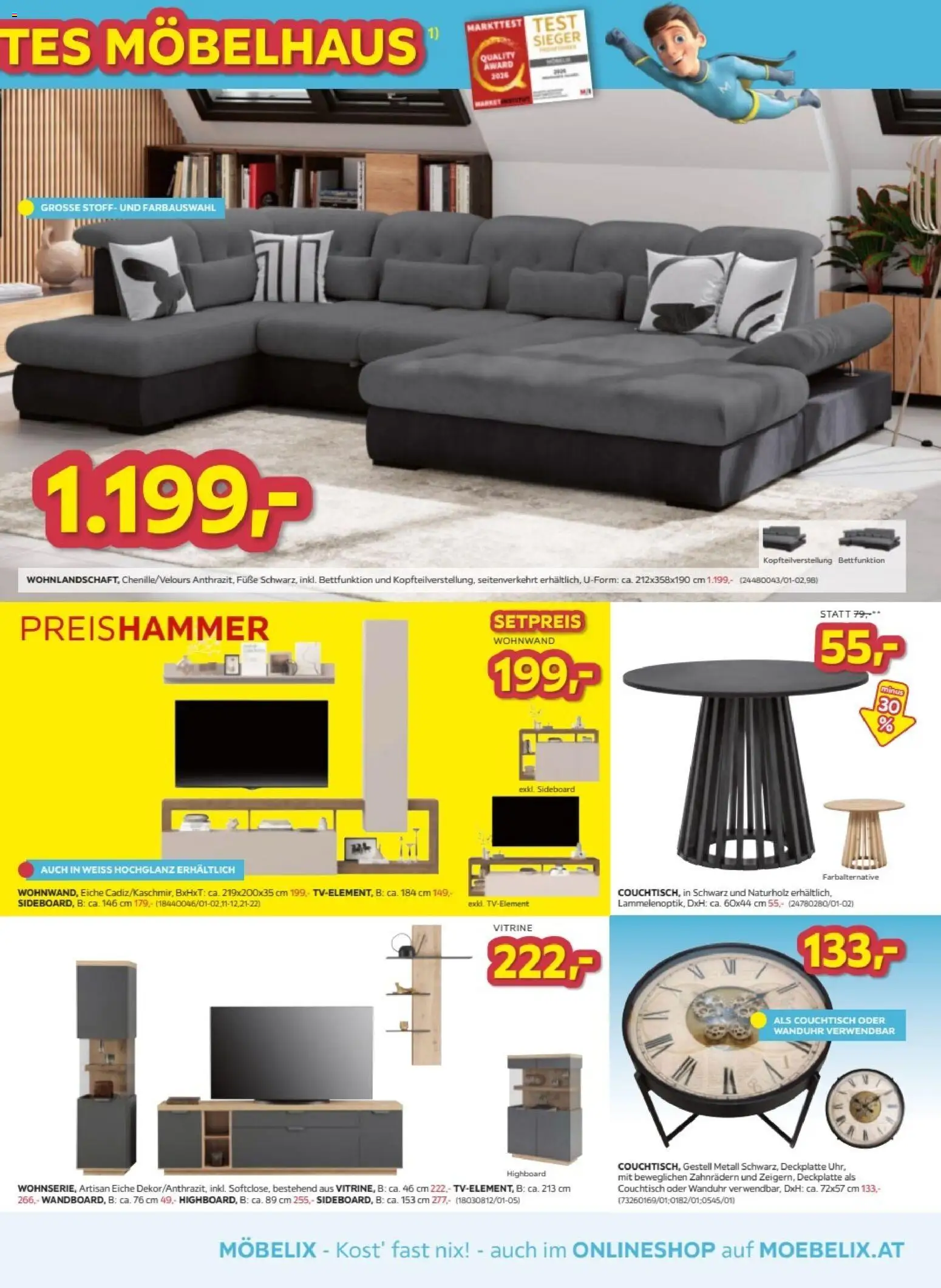 Möbelix Angebote gültig ab 04.08.2026 | Seite: 3 | Produkte: Bett, Couchtisch
