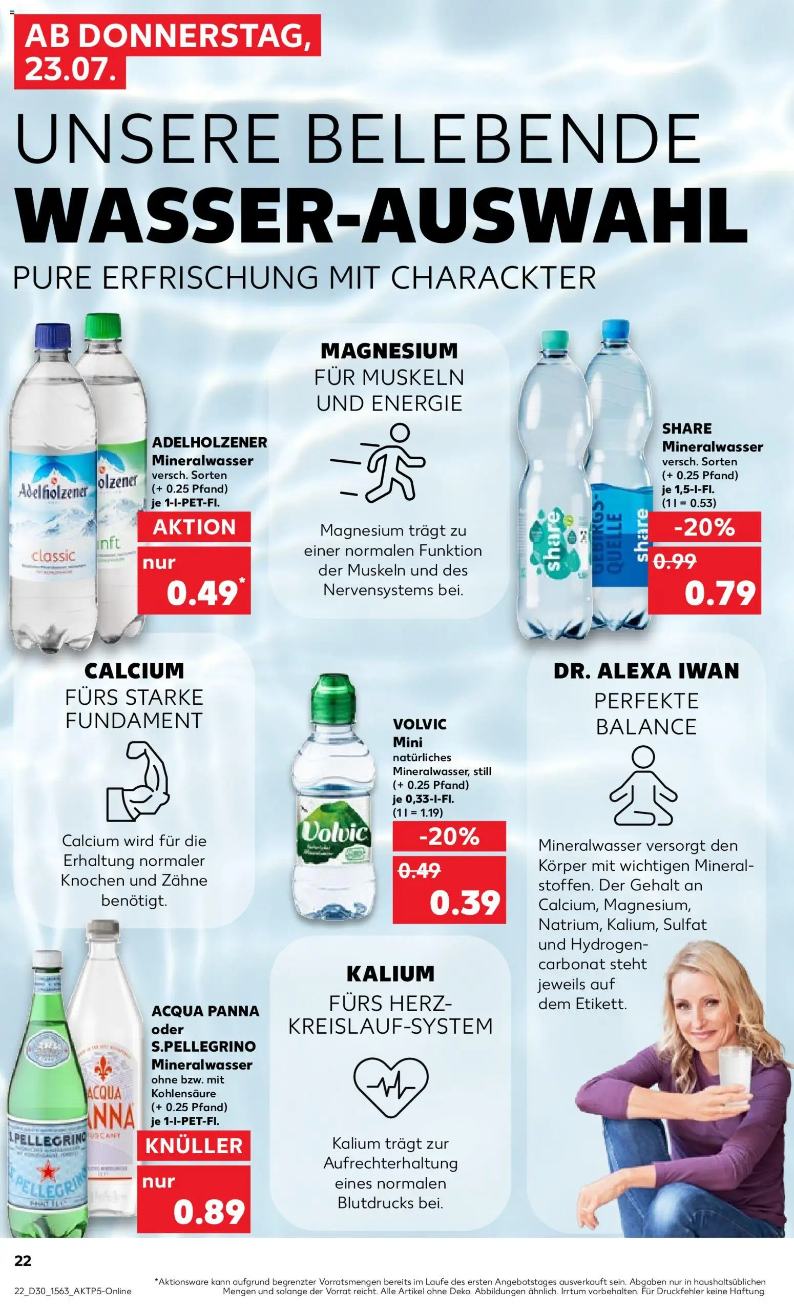Kaufland Prospekt Kiel – gültig ab 23.07.2026 | Seite: 22 | Produkte: Adelholzener, Mineralwasser, Volvic