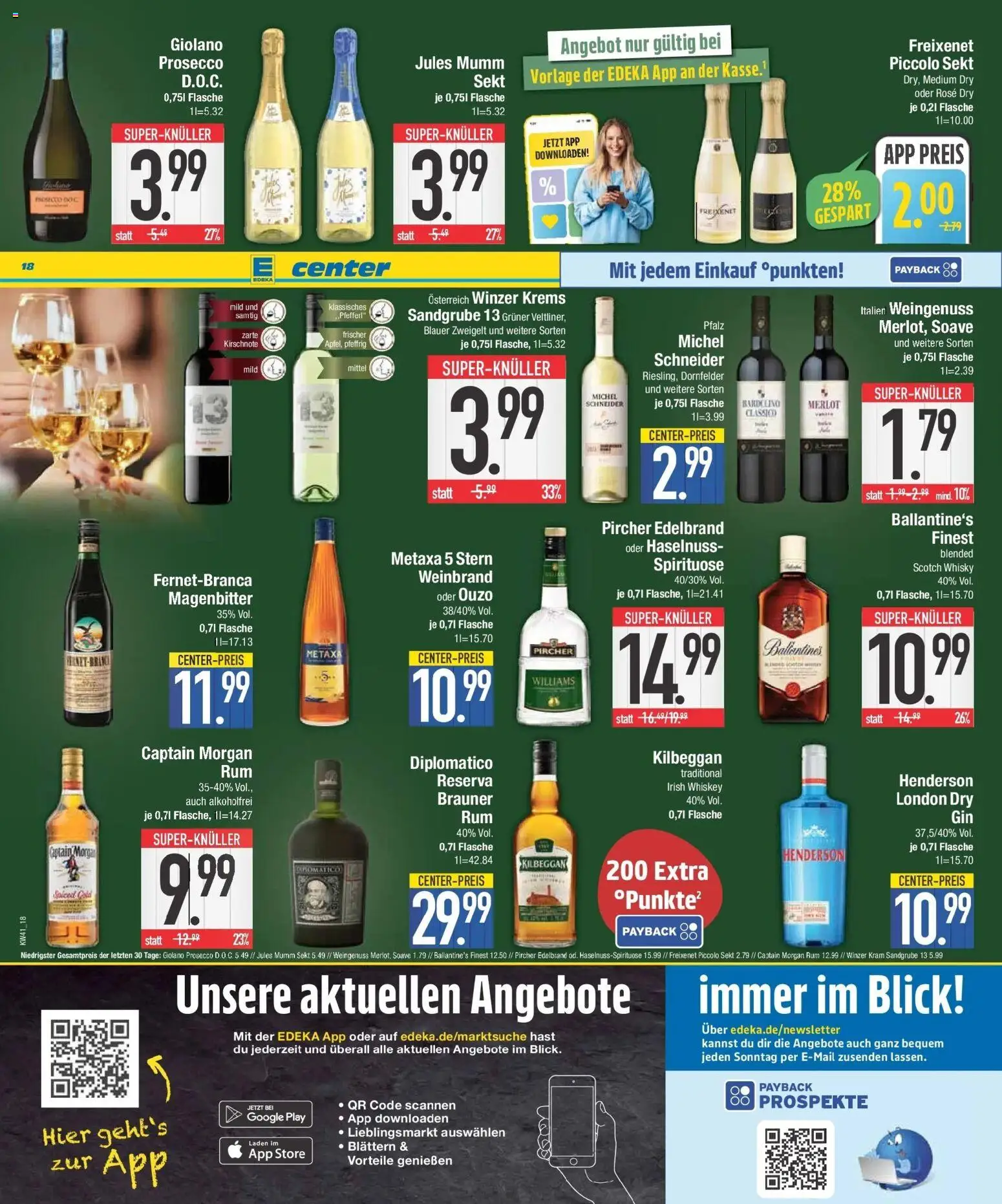E center Prospekt Ottobrunn (ab 05.10.2026) zum Blättern | Seite: 18 | Produkte: Whisky, Freixenet, Prosecco, Captain morgan