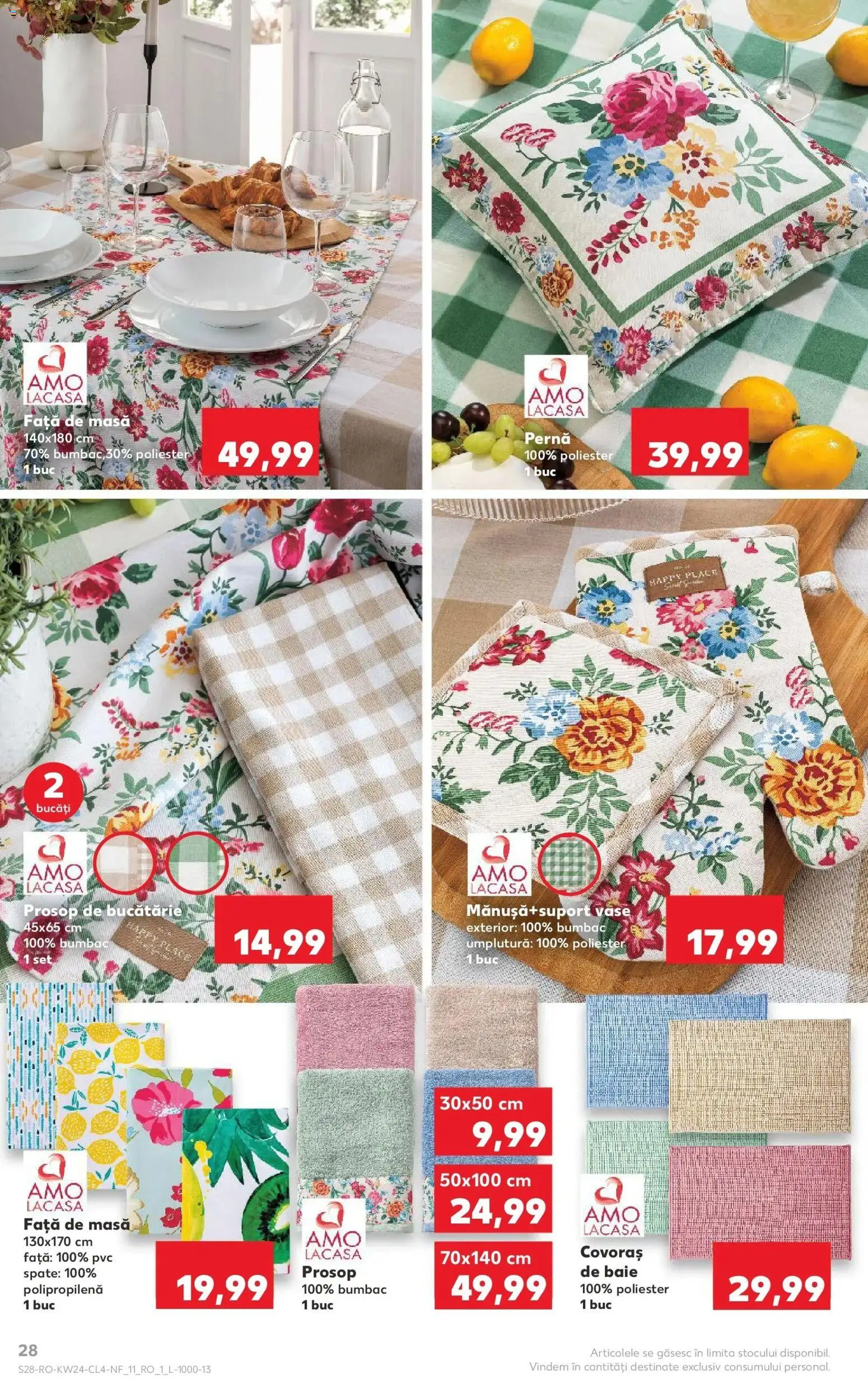 Noul catalog Kaufland – valabil de la 10.06.2026 | Pagină: 28 | Produse: Față de masă, Pernă, Masă, Covoraș de baie
