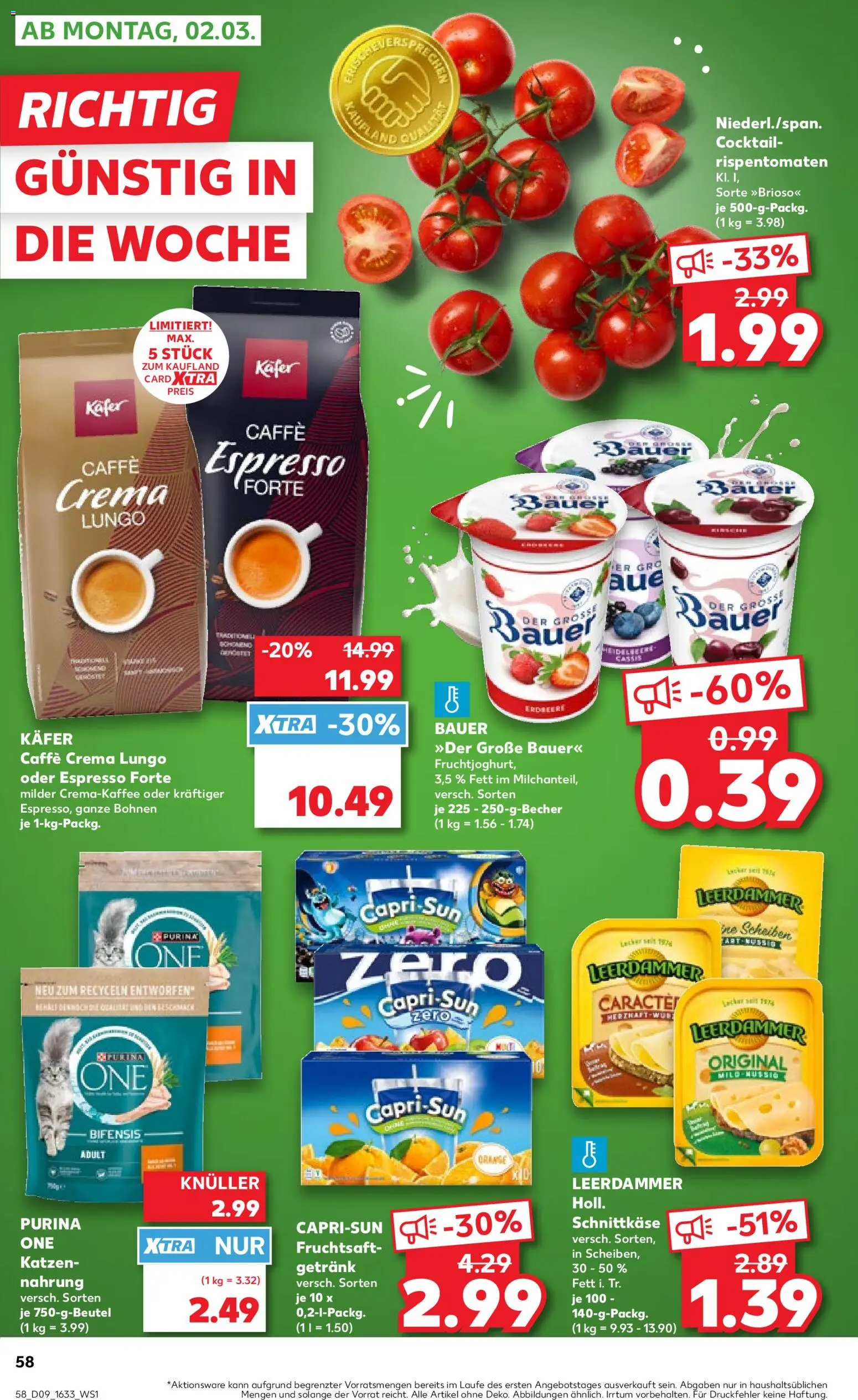 Kaufland Německo leták od 26.02.2026 | Strana: 58 | Produkty: Crema, Leerdammer, Caffè crema, Capri Sun
