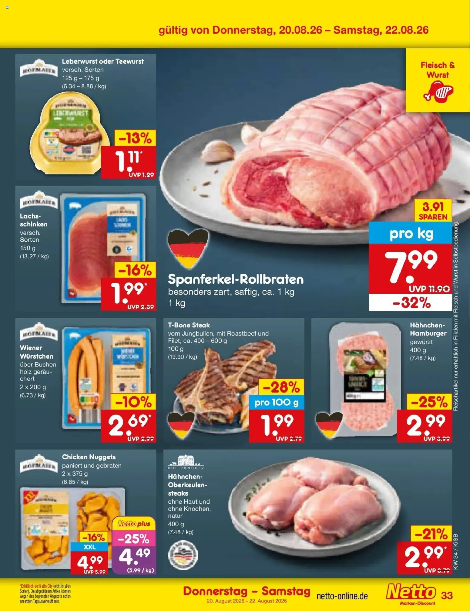 Netto Marken-Discount Prospekt Bad Friedrichshall – gültig ab 17.08.2026 | Seite: 51 | Produkte: Roastbeef, Lachs, Wurst, Schinken