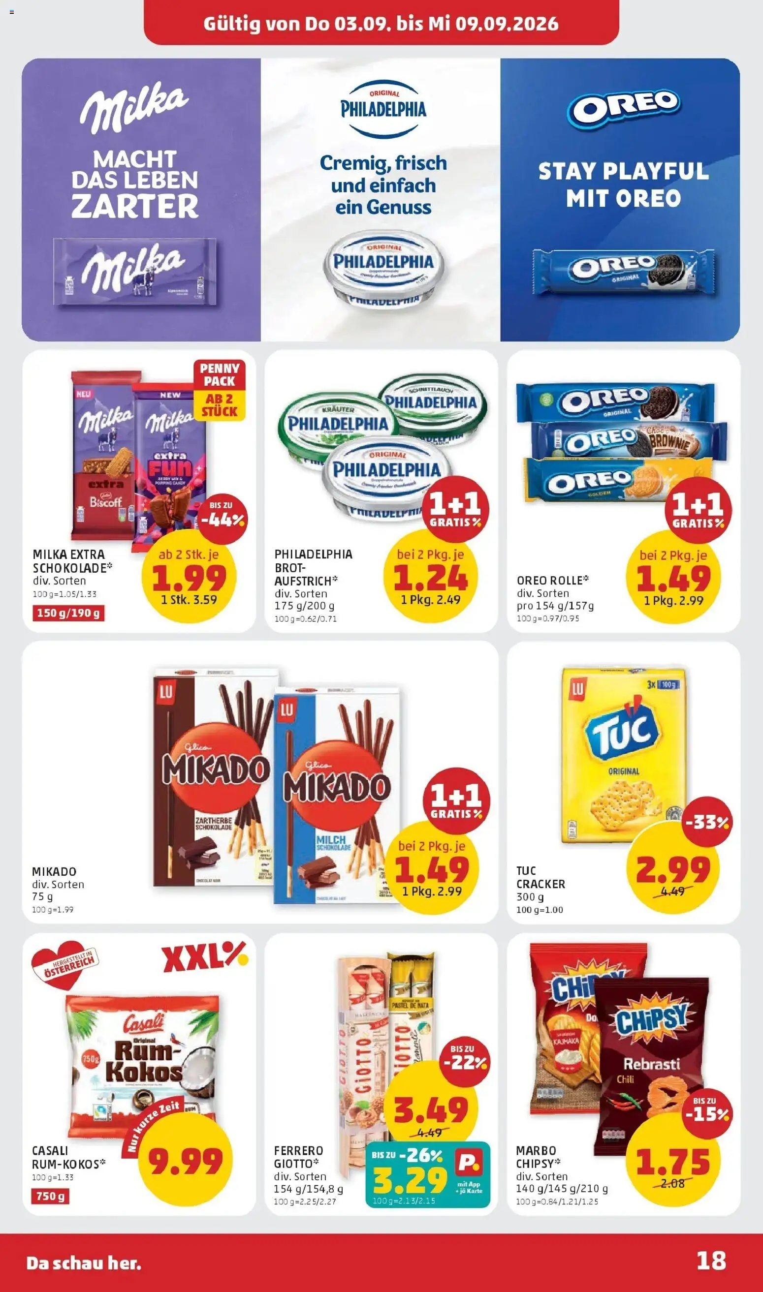 Penny Markt Die ganze Woche sparen ab (03.09.2026) - Angebote, Prospekt | Seite: 18 | Produkte: Chili, Brot, Schokolade, Cracker