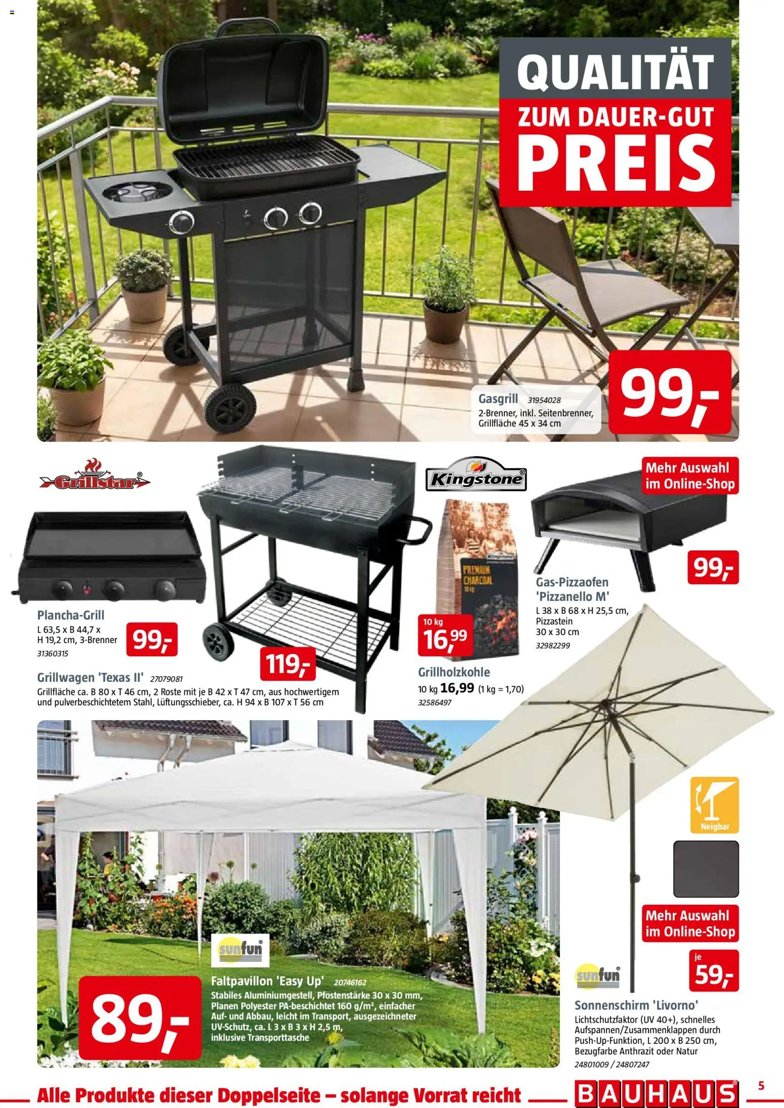 Bauhaus Prospekt 	 – gültig ab 16.05.2026 | Seite: 5 | Produkte: Sonnenschirm