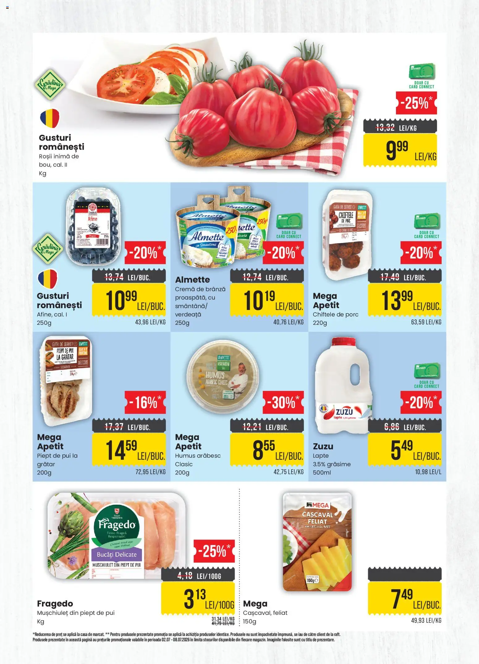 Noul catalog Mega Image – valabil de la 02.07.2026 | Pagină: 2 | Produse: Grătar, Cașcaval, Roșii, Cremă de brânză