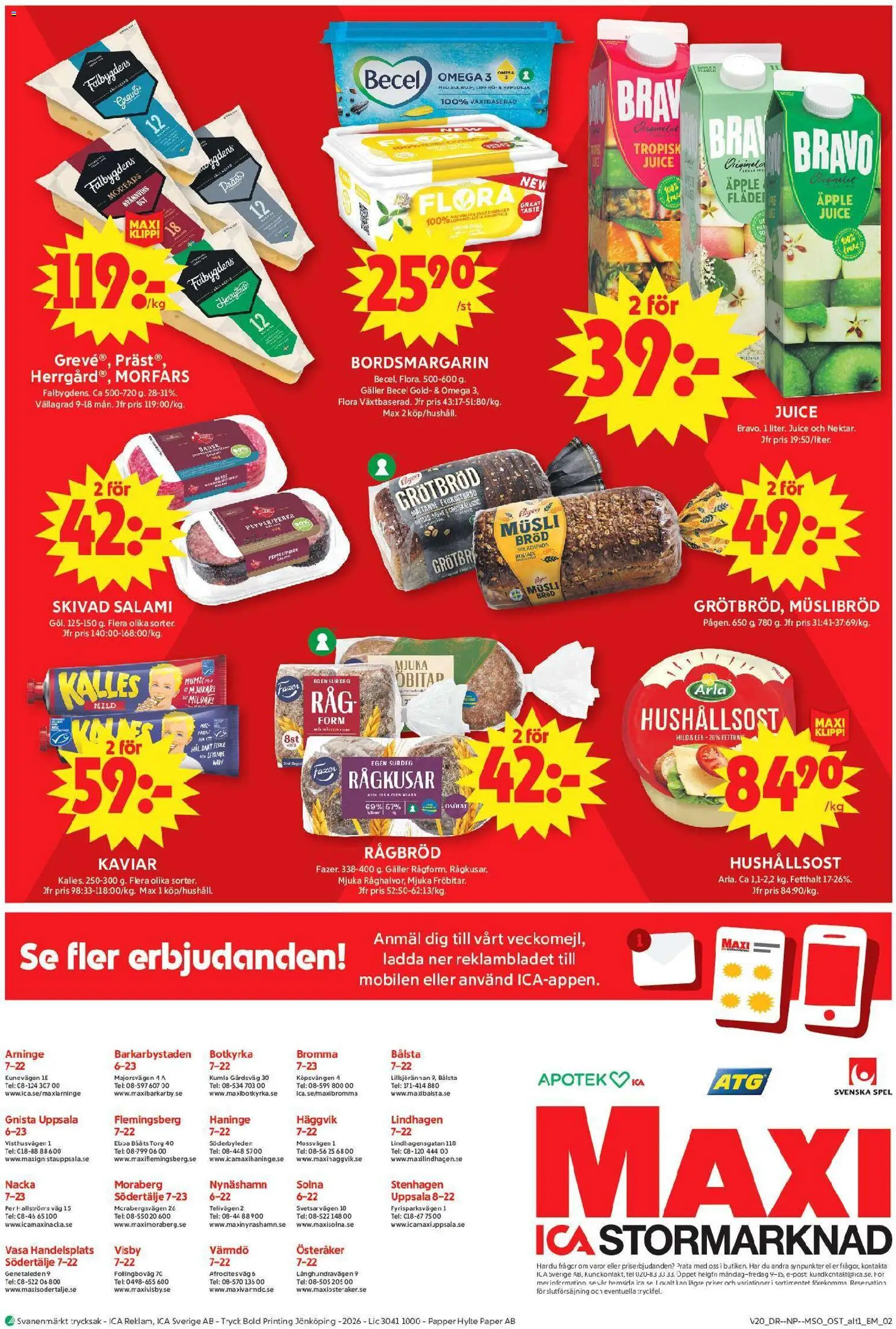 ICA Maxi reklamblad aktuell från 11.05.2026 | Sida: 16 | Produkter: Hushållsost, Bröd, Papper, Spel