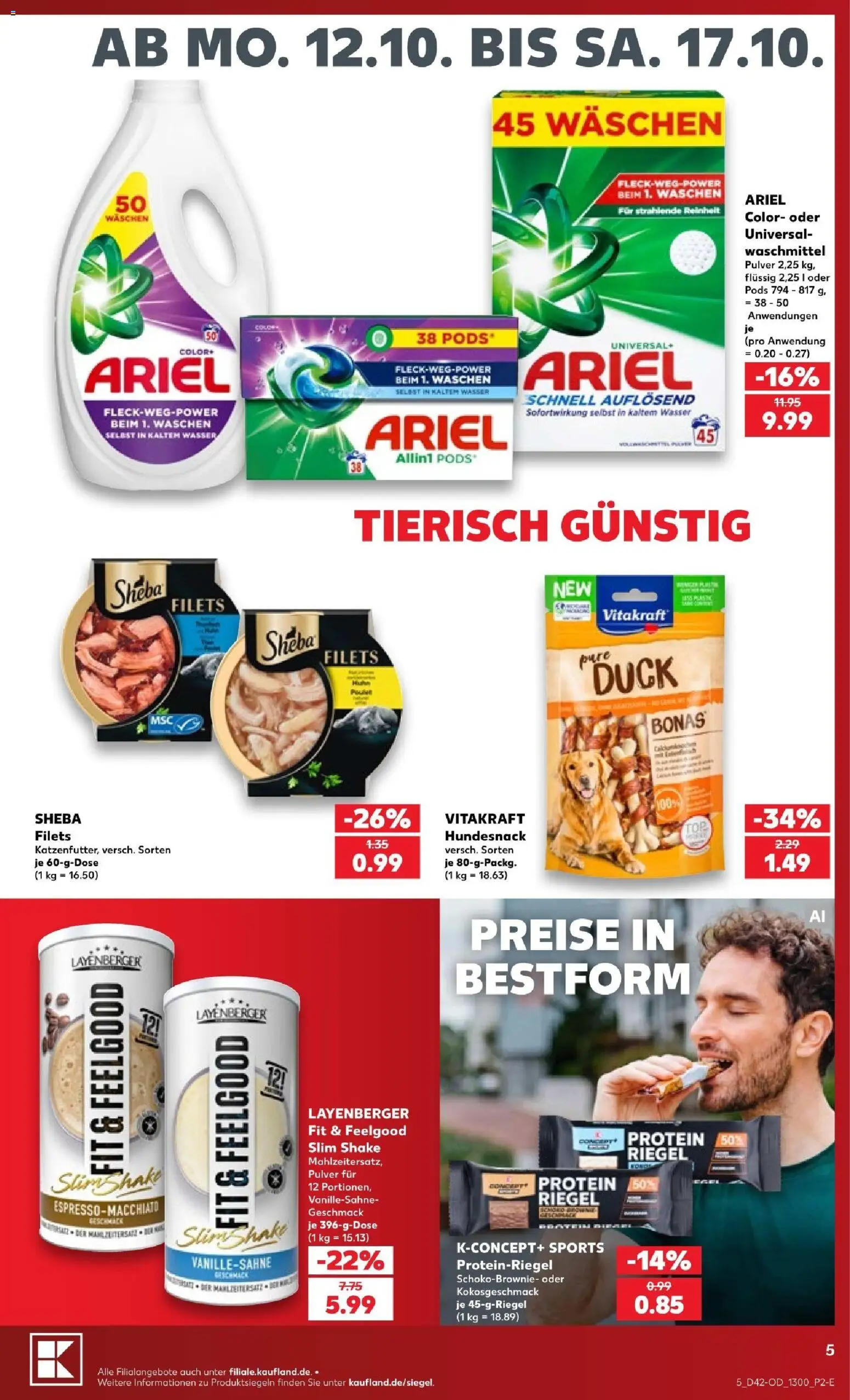 Kaufland Prospekt Leipzig – gültig ab 12.10.2026 | Seite: 5 | Produkte: Sheba, Ariel, Wasser, Waschmittel