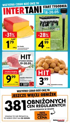 Pogląd oferty "Intermarche gazetka" - ważna od 14.05.2026 | Strona: 44 | Produkty: Karta, Radio, Łopatka wieprzowa, Ser