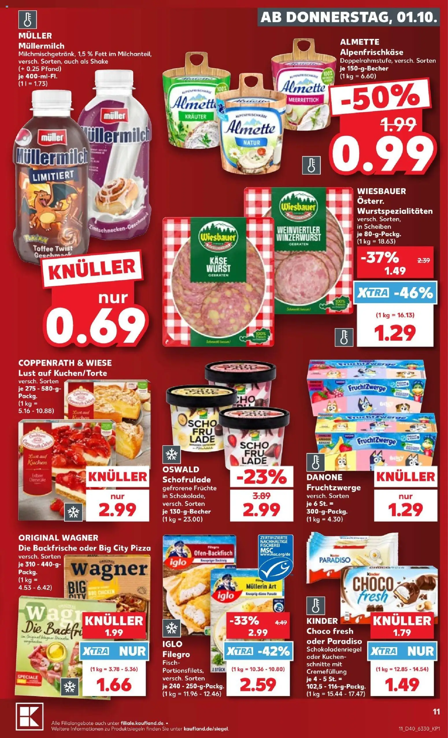 Kaufland Prospekt Kiel – gültig ab 01.10.2026 | Seite: 15 | Produkte: Fruchtzwerge, Wurst, Pizza, Muller mullermilch