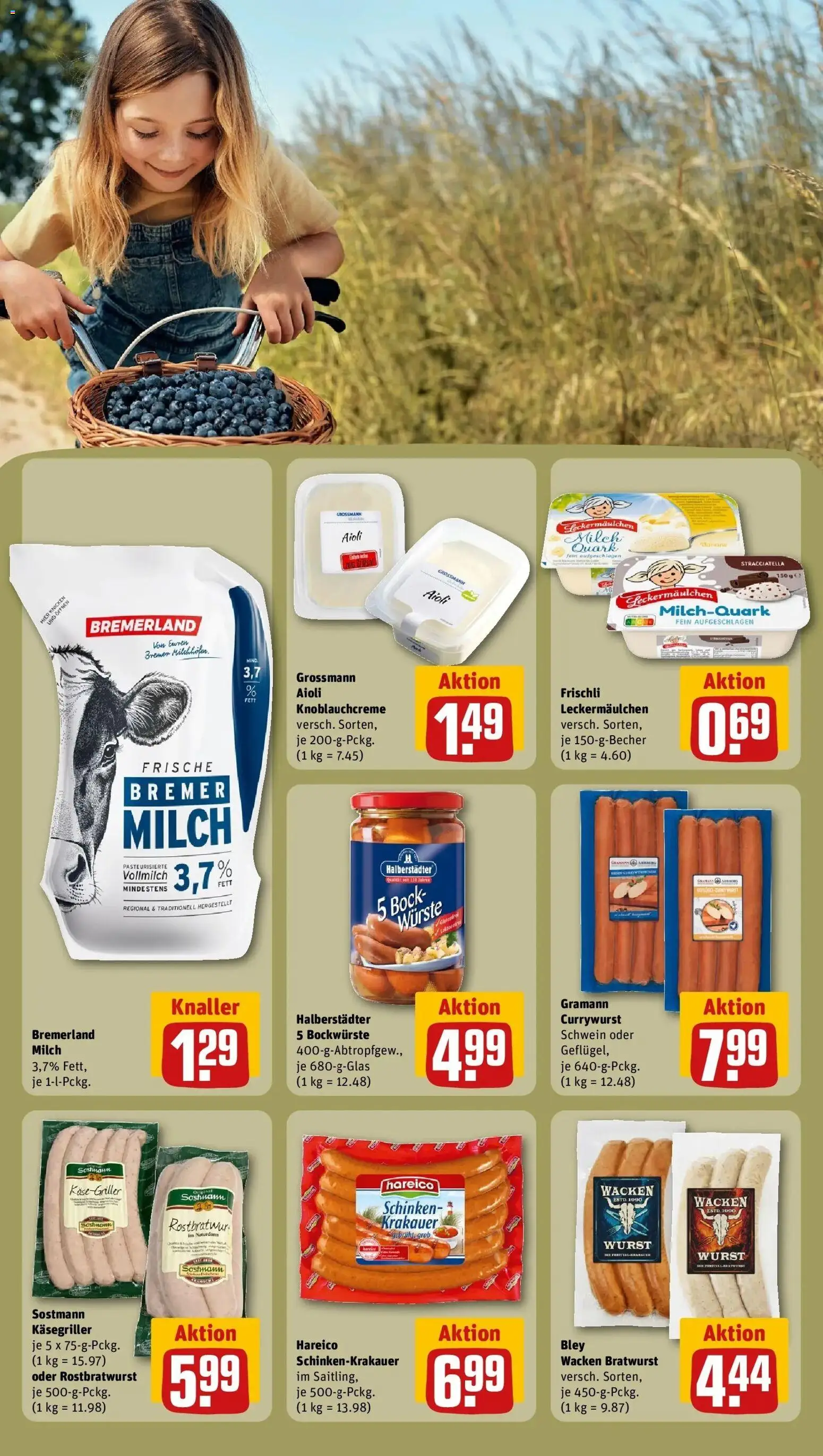 Rewe Prospekt Ahlhorn – gültig ab 27.07.2026 | Seite: 25 | Produkte: Quark, Milch, Bratwurst, Schinken