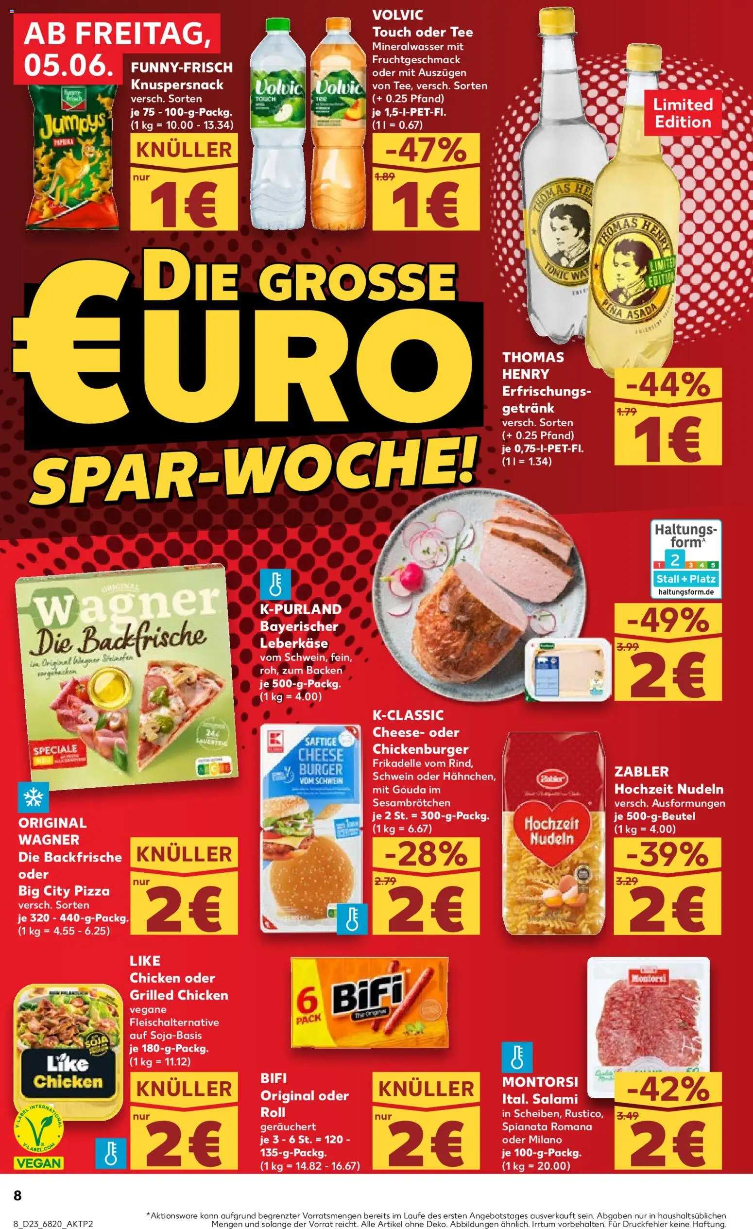 Kaufland Prospekt Speyer – gültig ab 04.06.2026 | Seite: 8 | Produkte: Gouda, Mineralwasser, Salami, Volvic