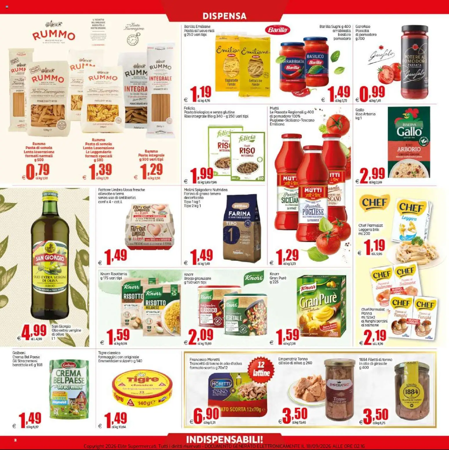 Volantino Elite Supermercati del 18/09/2026 | Pagina: 2 | Prodotti: Brodo, Riso, Farina, Olio di girasole