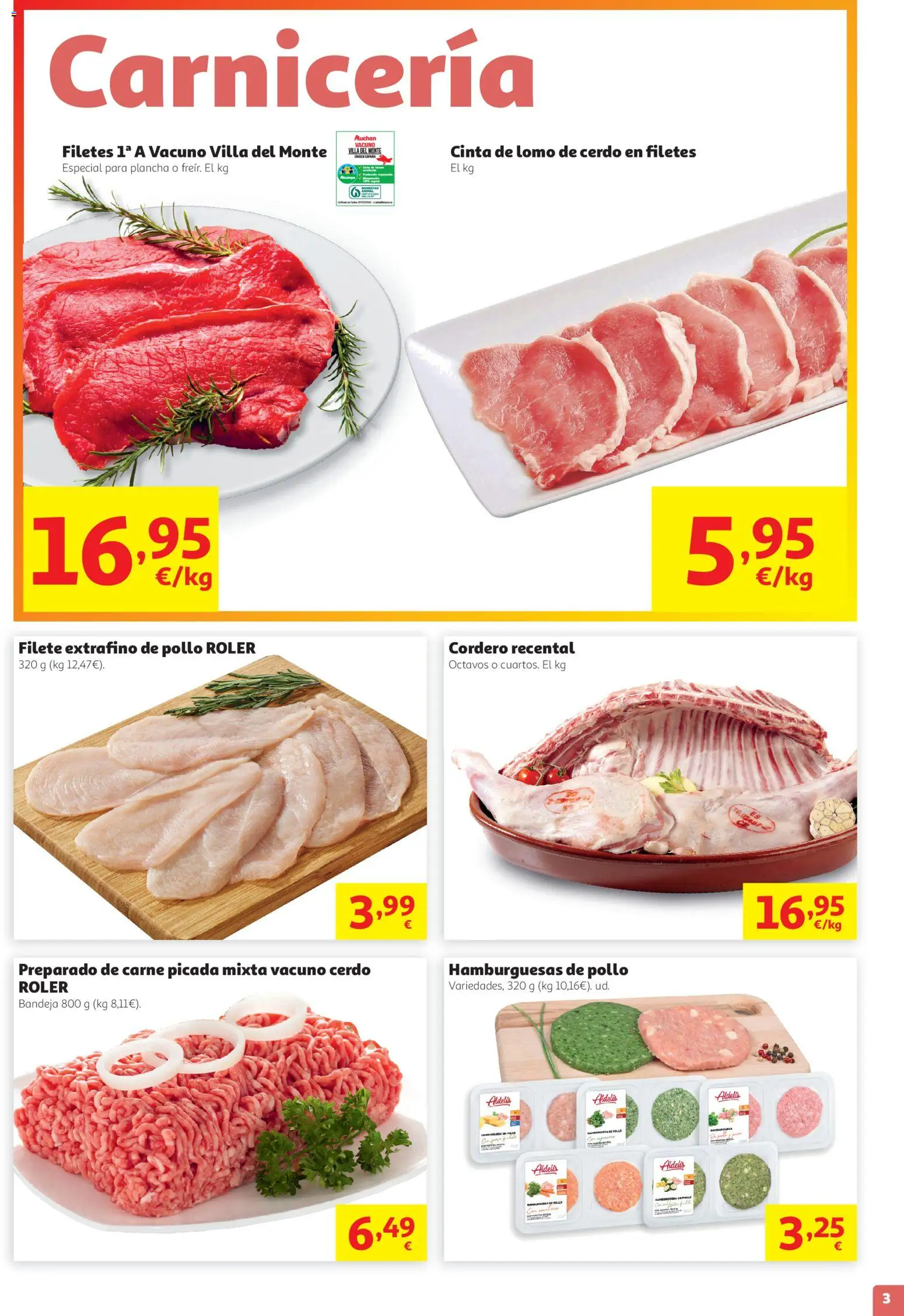 Alcampo folleto │ válido desde el 27/08/2026 | Página: 3 | Productos: Carne picada mixta, Lomo de cerdo, Plancha, Filete