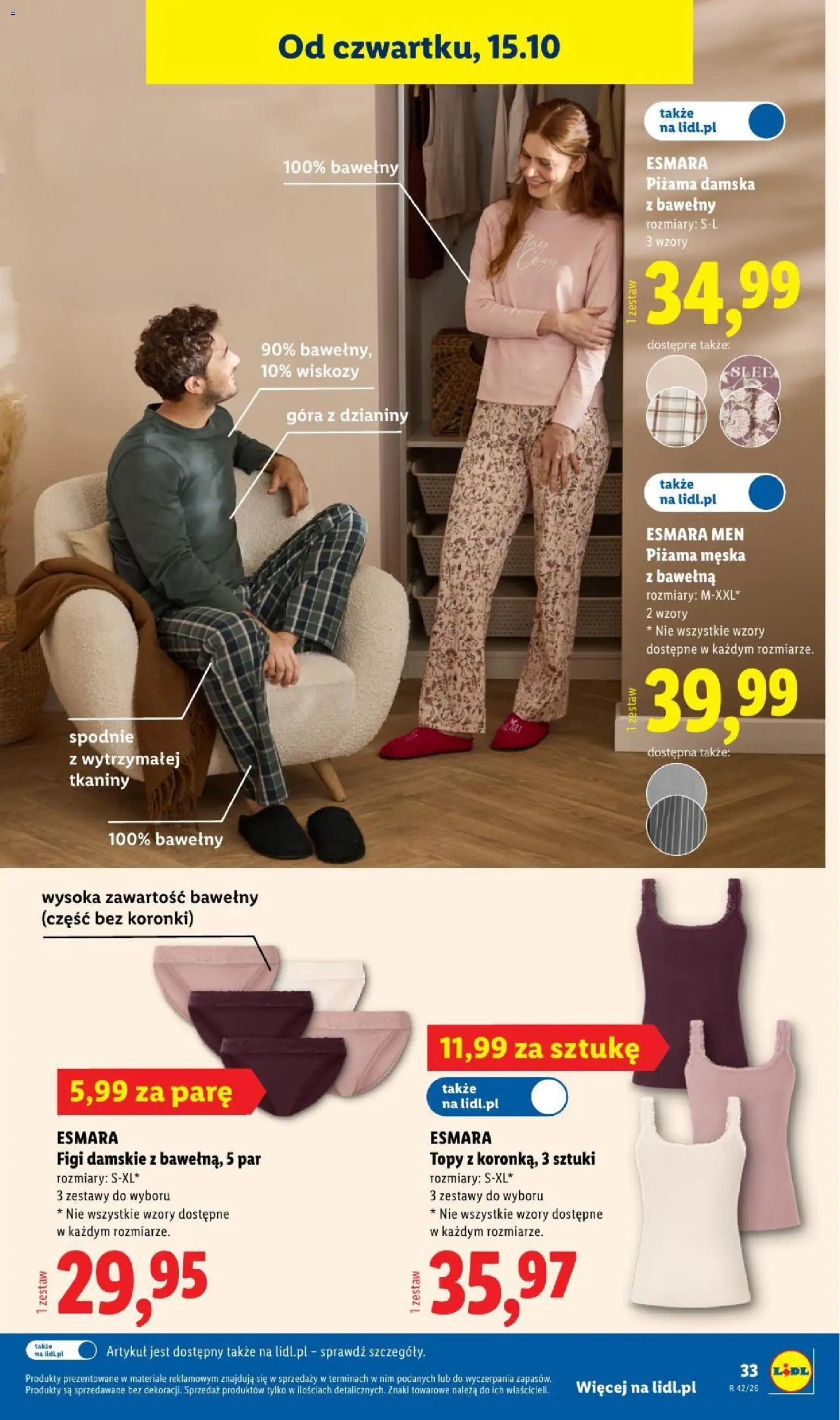 Lidl Katalog od 12.10.2026 | Strona: 35 | Produkty: Spodnie, Piżama, Piżama męska, Damska piżama