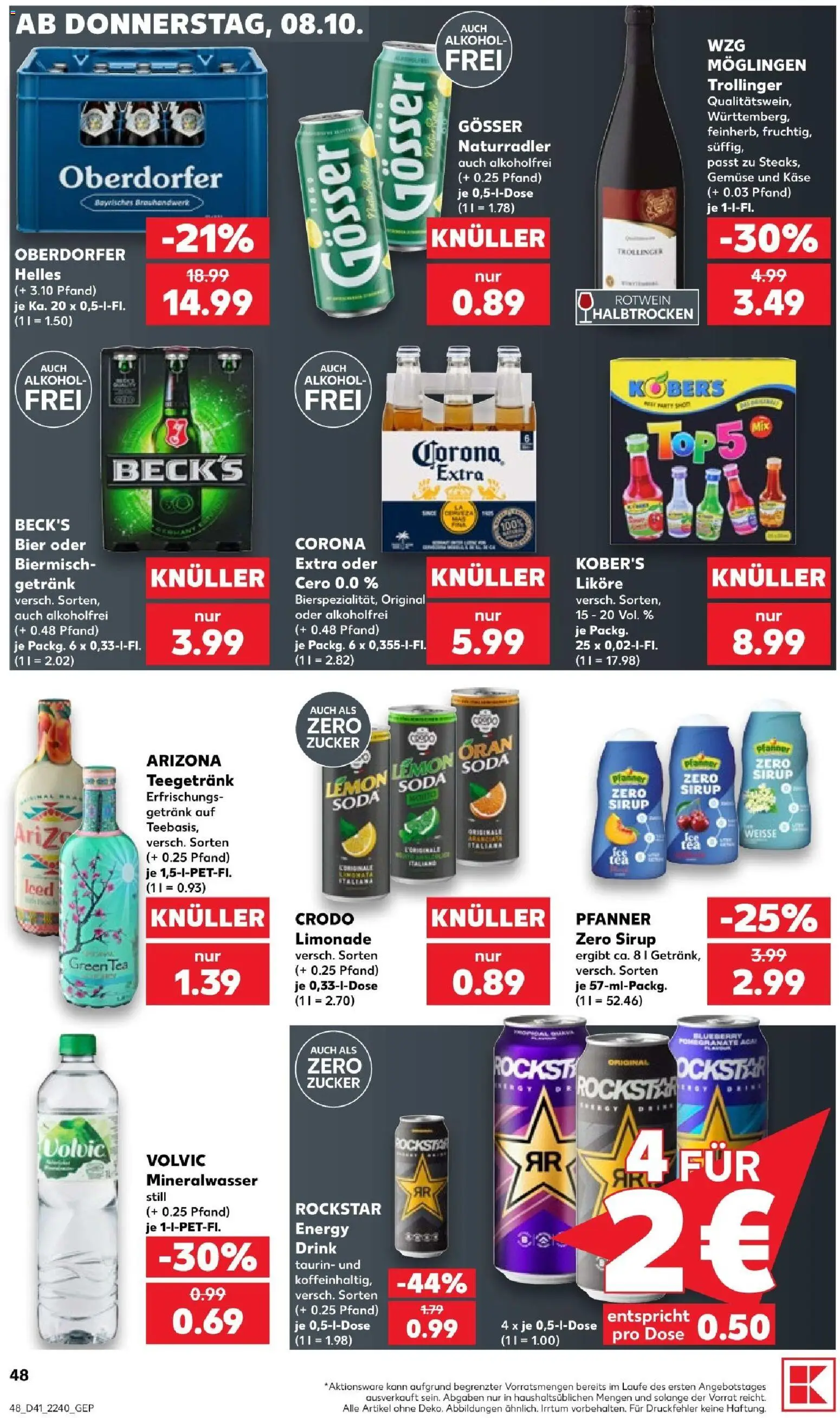 Kaufland Prospekt Stuttgart – gültig ab 08.10.2026 | Seite: 50 | Produkte: Rotwein, Sirup, Gemüse, Volvic