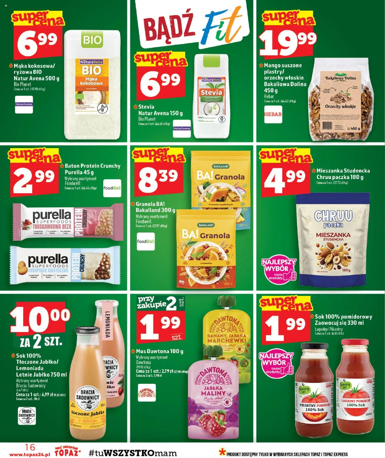 Topaz gazetka - Otwarcie Tłuściec od 22.08.2026 | Strona: 16 | Produkty: Mango, Pomidor, Żurawina, Baton
