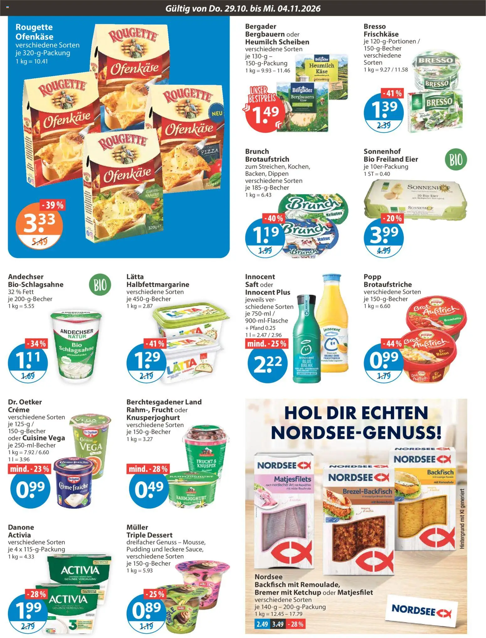 V-Markt Angebote – gültig ab 29.10.2026 | Seite: 6 | Produkte: Schlagsahne, Eier, Bresso, Pizza