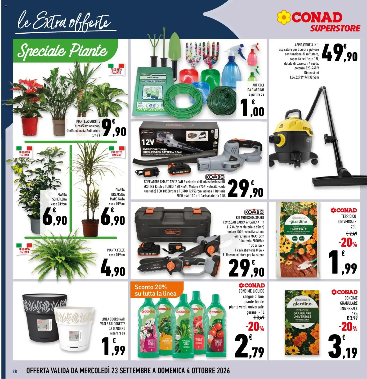Volantino Conad del 23/09/2026 | Pagina: 28 | Prodotti: Taglio, Tubo, Motosega, Vaso