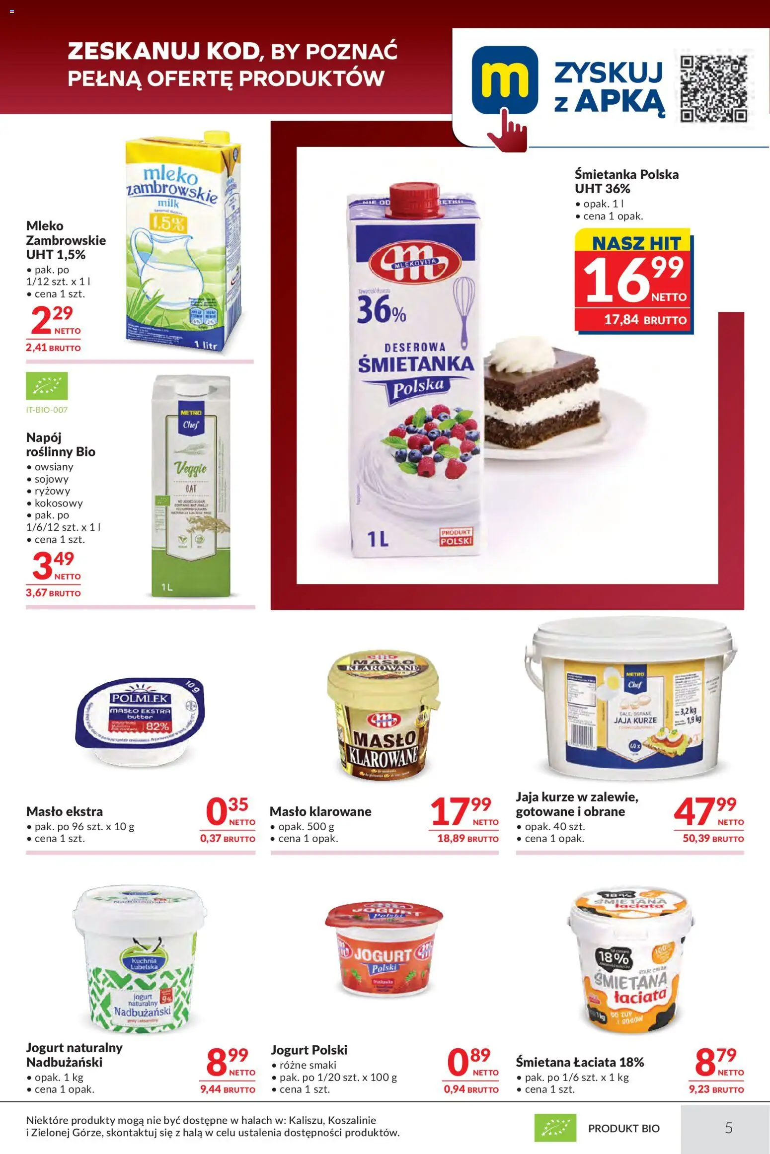 Makro gazetka - Oferta dla gastronomii od 14.04.2026 | Strona: 5 | Produkty: Masło klarowane, Jogurt, Śmietana, Jaja