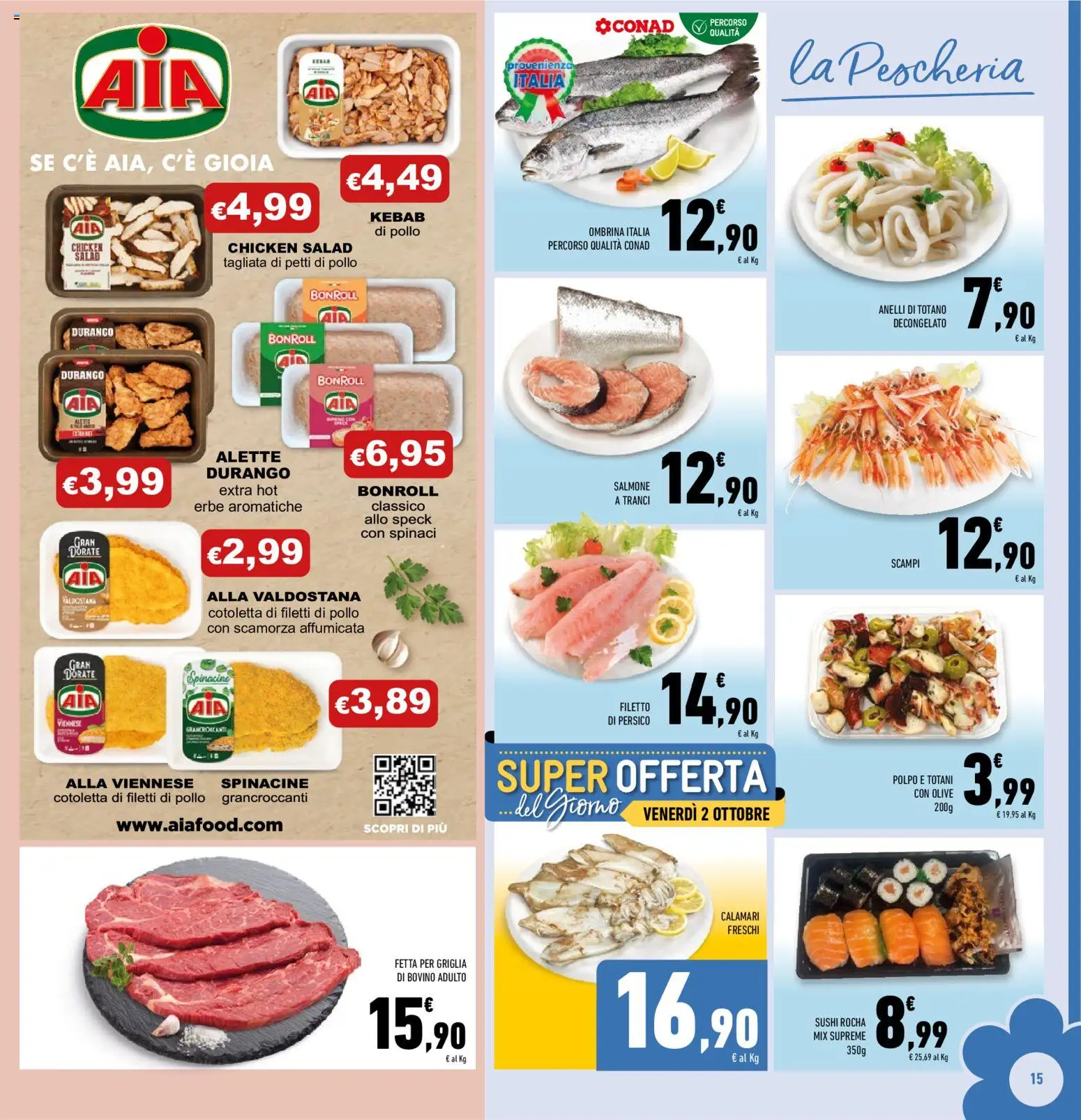 Volantino Conad del 23/09/2026 | Pagina: 15 | Prodotti: Pollo, Polpo, Olive, Totano