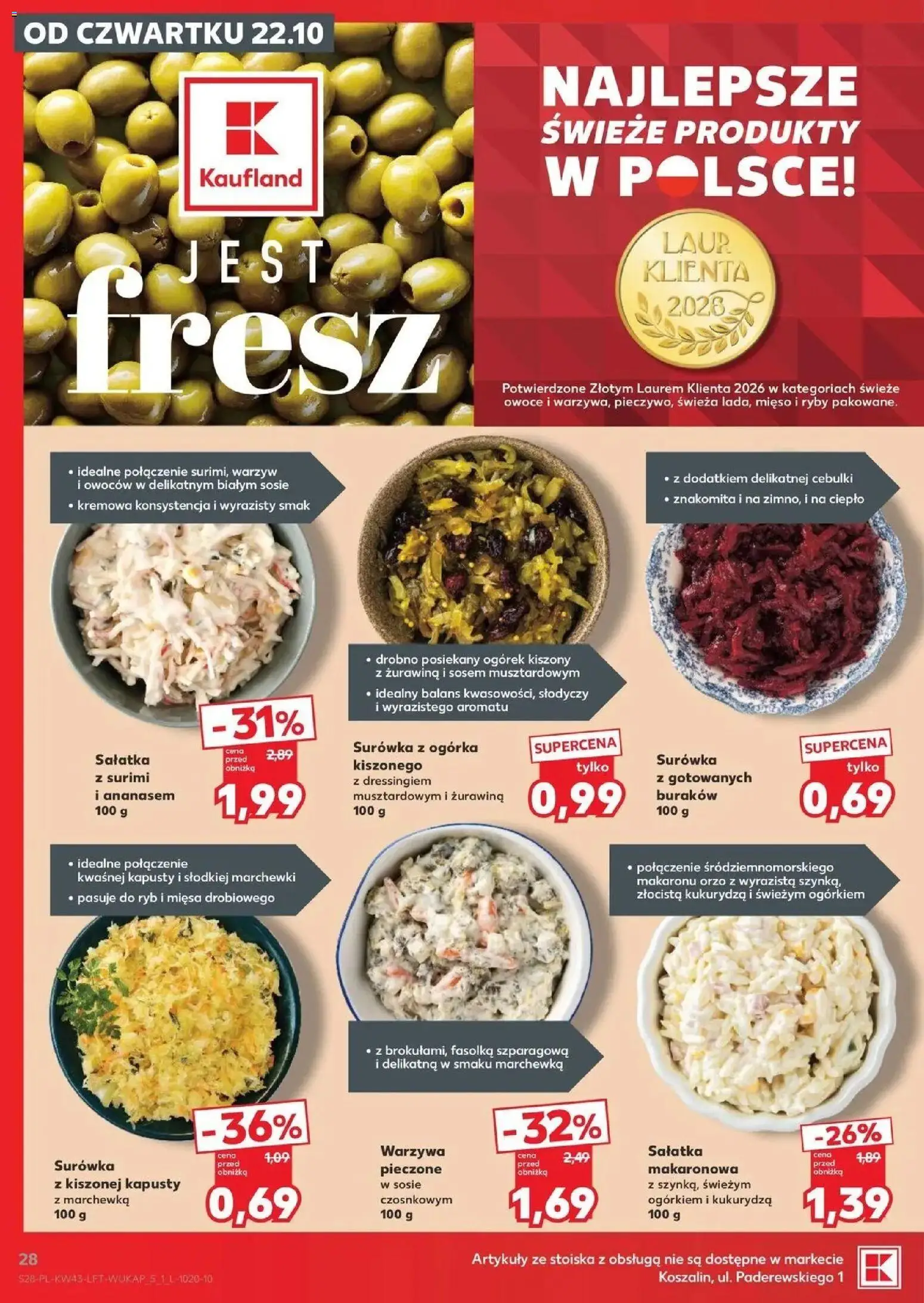 Kaufland aktualna gazetka od 22.10.2026 - od jutra PDF | Strona: 28 | Produkty: Mięso, Kukurydza, Ryby, Owoce