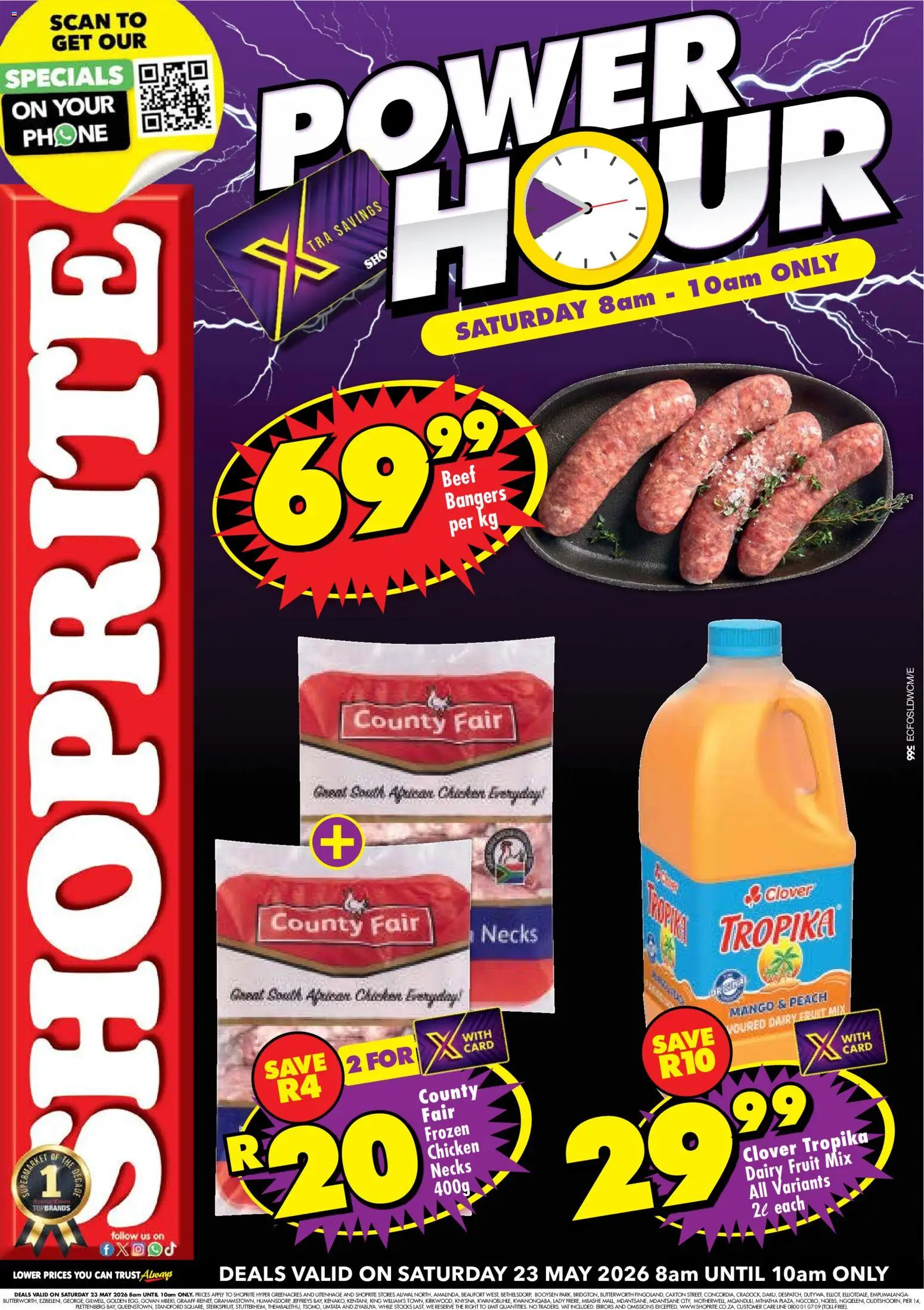 New Shoprite catalogue – valid from 23.05.2026 | Page: 1 | Products: Phone, Chicken, Beef, Peach