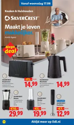 SILVERCREST, Waterkoker, Met uitneembare kalkfilter en, waterstandindicator, Max. 1,7 l - Voorbeeld van een folder van Lidl, geldig van 15.06.2026 | Pagina: 29 | Producten: Waterkoker, Blender, Toaster