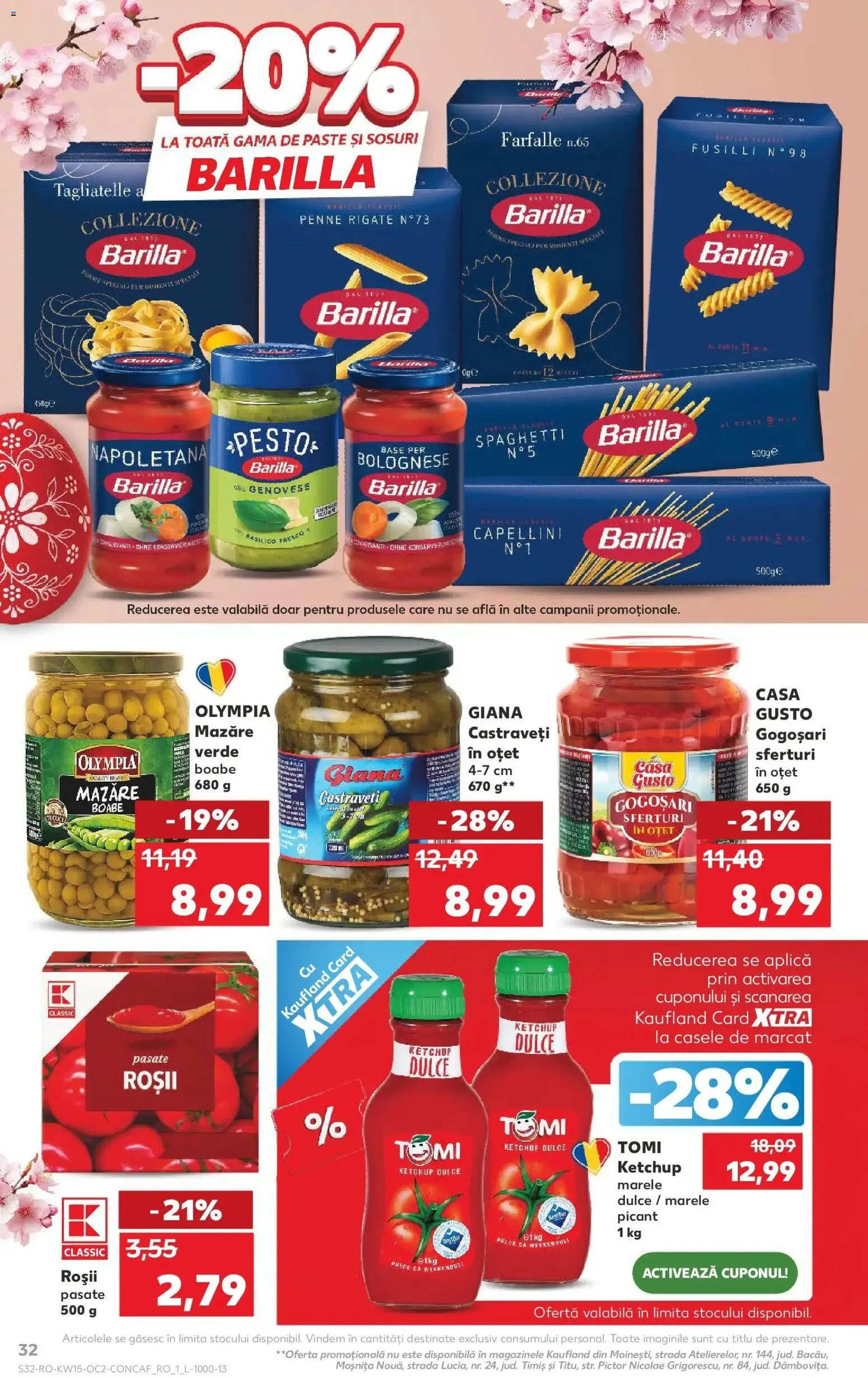 Noul catalog Kaufland – valabil de la 08.04.2026 | Pagină: 32 | Produse: Mazăre, Oțet, Paste, Ketchup