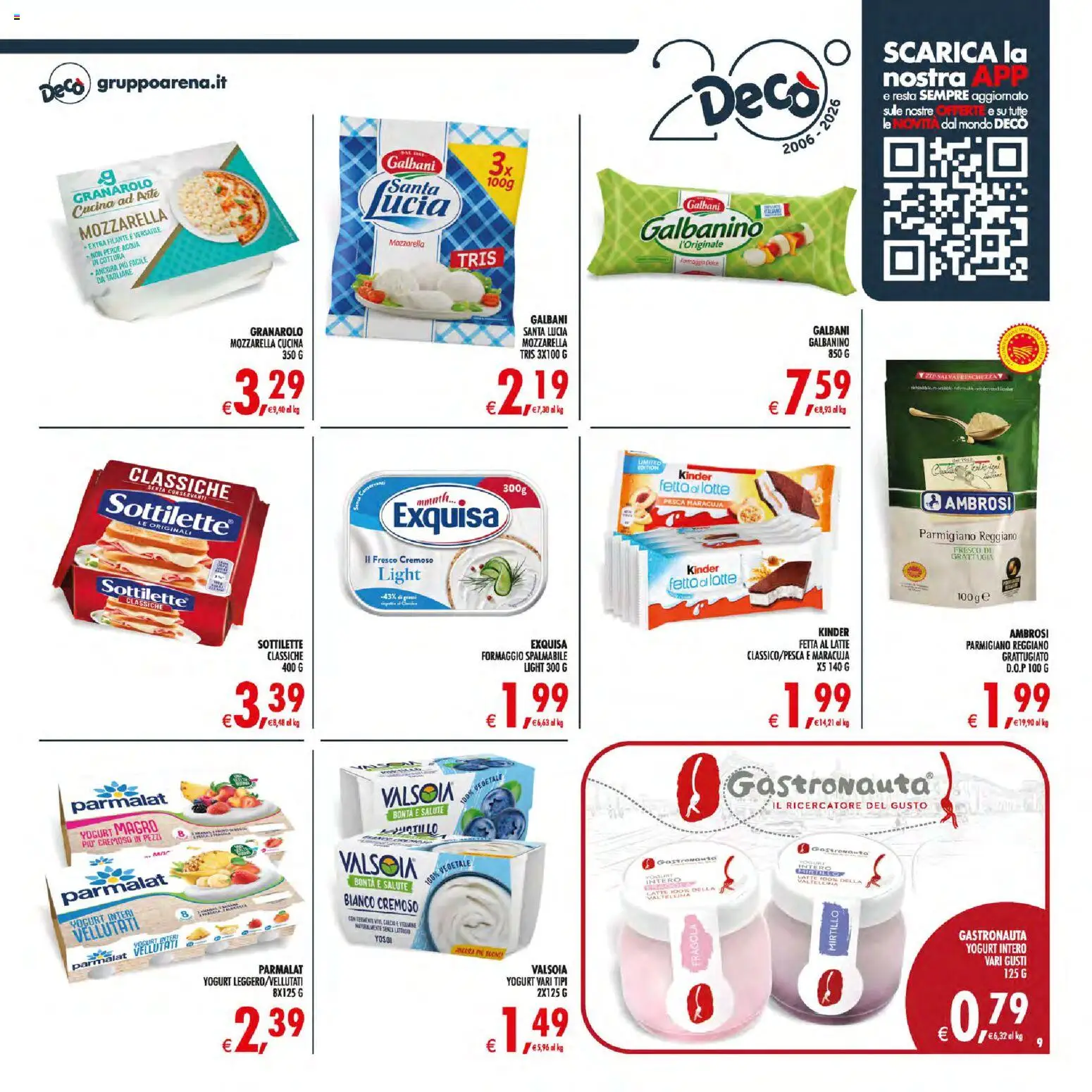 Volantino Decò del 21/07/2026 | Pagina: 9 | Prodotti: Acqua, Latte, Formaggio, Pesca
