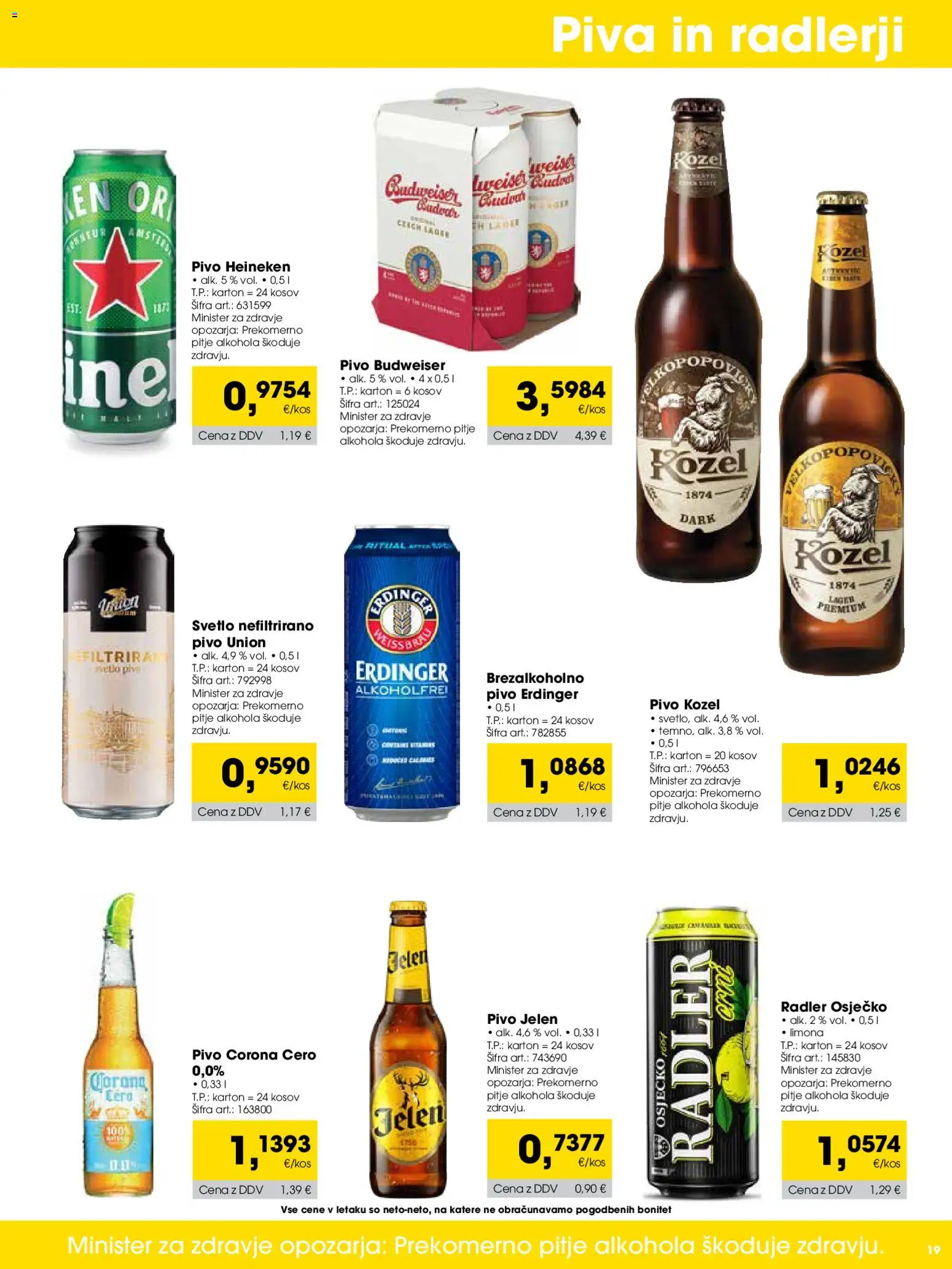 Novi Tuš katalog ponudbe – veljaven od 01.08.2026 | Stran: 19 | Izdelki: Falafel, Radler, Pivo, Limona