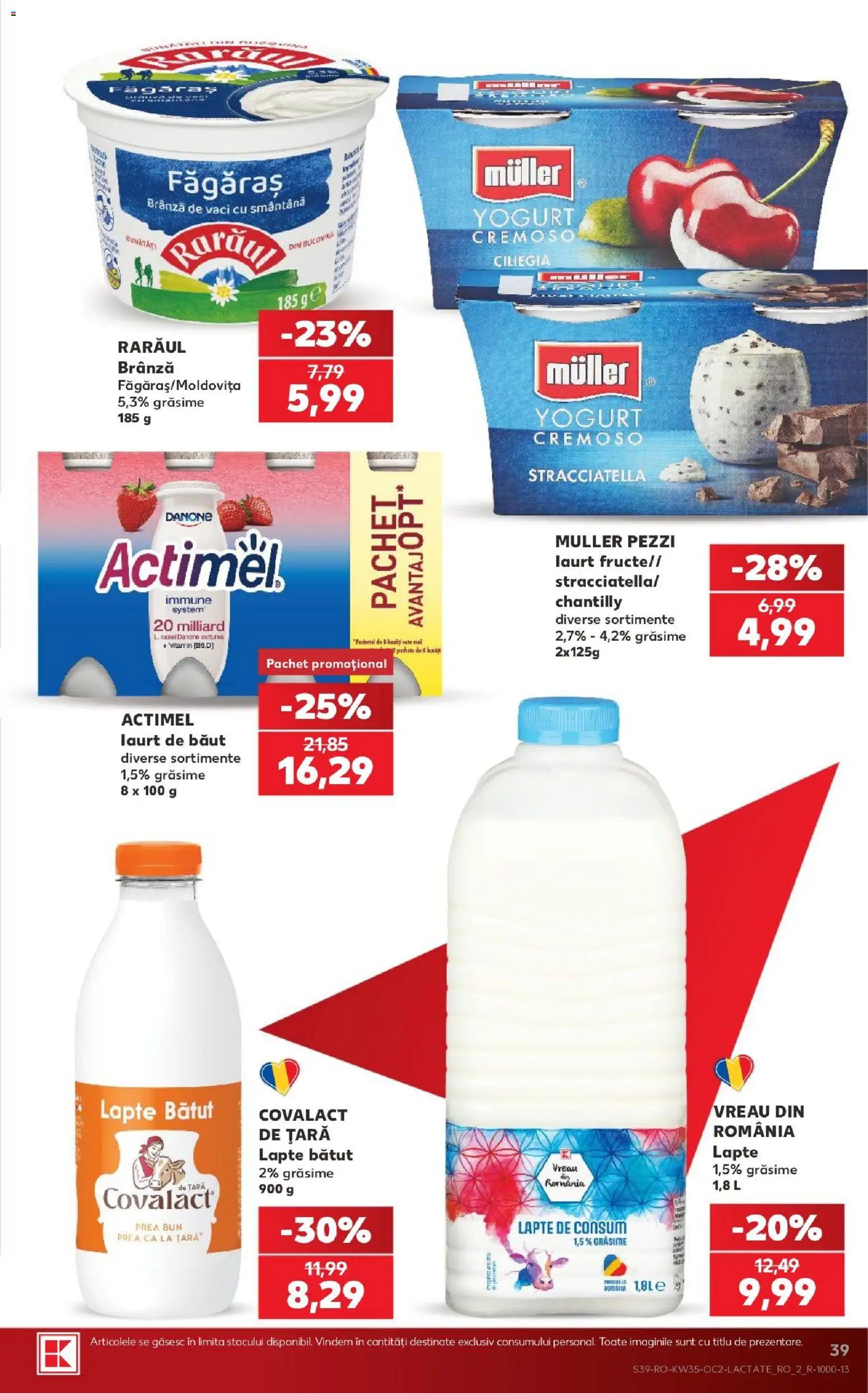 Noul catalog Kaufland – valabil de la 26.08.2026 | Pagină: 39 | Produse: Lapte, Brânză, Danone, Actimel