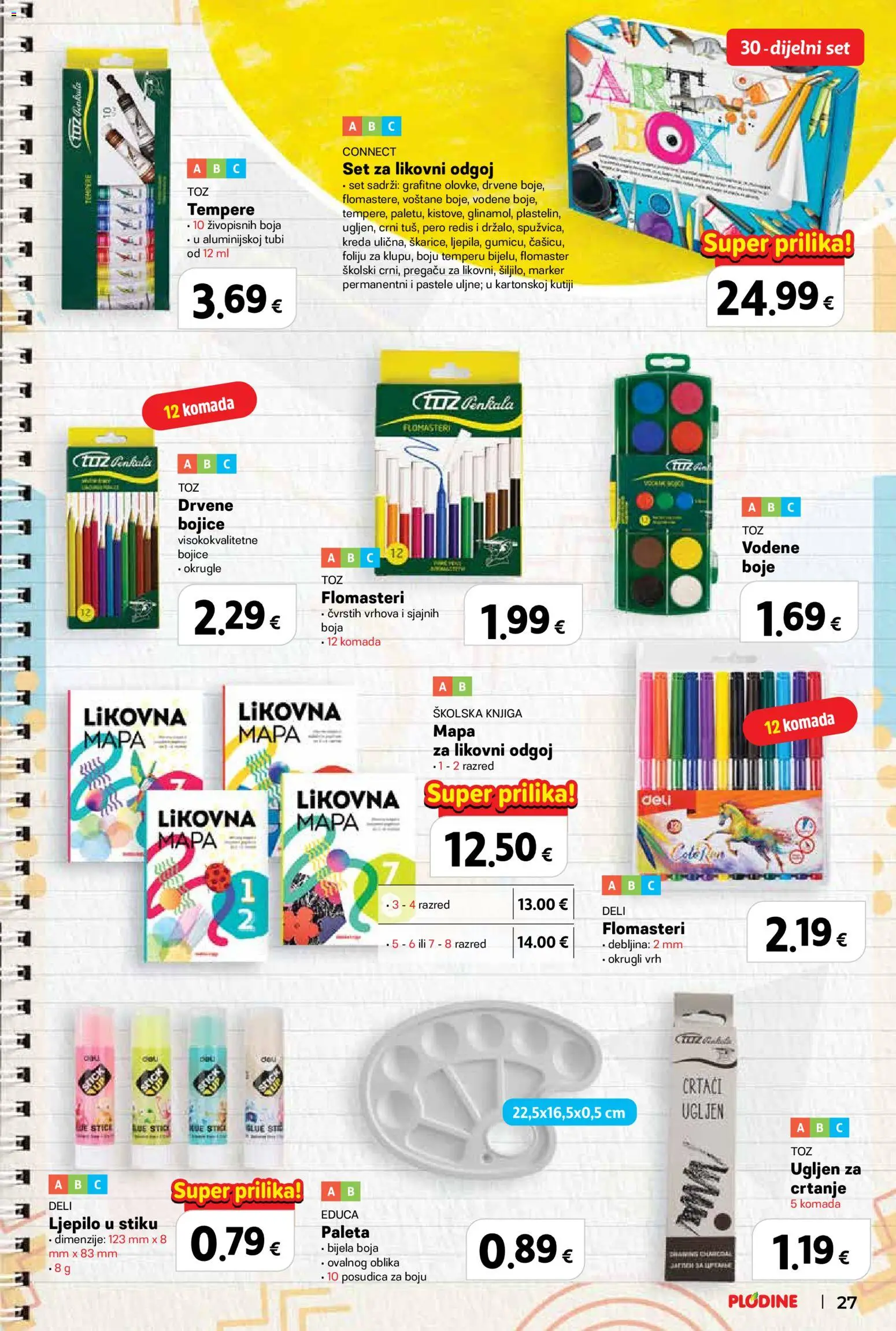 Plodine katalog | vrijedi od 13.08.2026 | Stranica: 27 | Proizvodi: Vodene boje, Paleta, Knjiga, Tempere