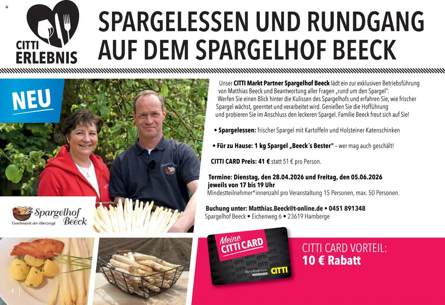 CITTI Markt Vorteilsheft – gültig ab 20.04.2026 | Seite: 4 | Produkte: Spargel, Kartoffeln, Uhr