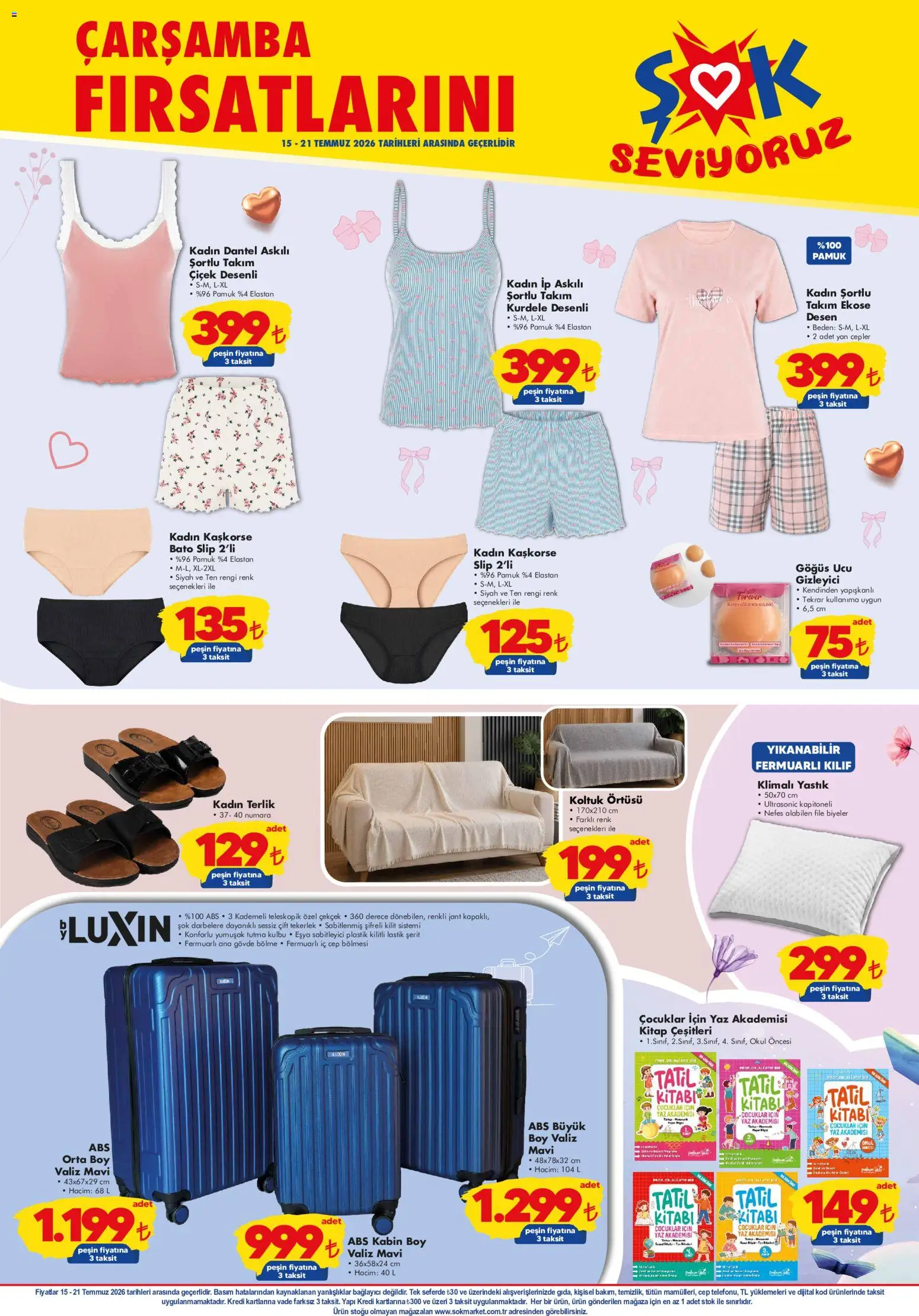 Şok Market Katalog - 15 Temmuz 2026 tarihinden itibaren geçerlidir | Sayfa: 4 | Ürünler: Yastık, Koltuk, Lastik, Terlik