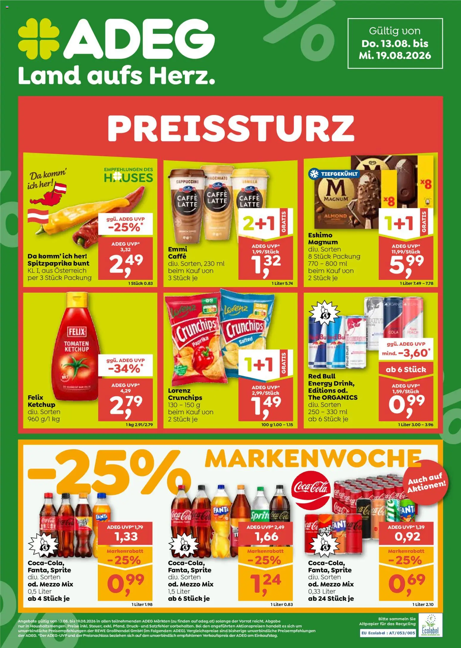 ADEG Flugblatt gültig ab 13.08.2026 | Seite: 1 | Produkte: Ketchup, Tomaten